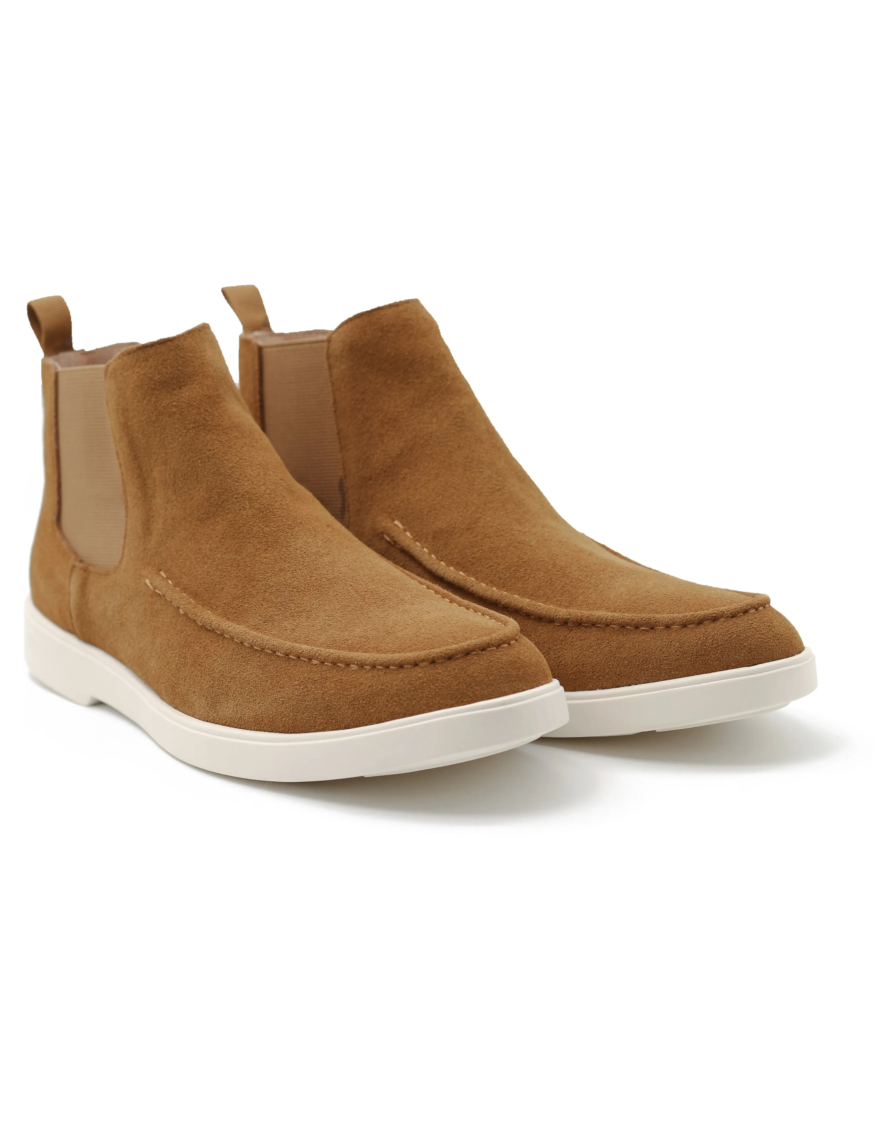 Tan Suede Chelsea Boots Low Top