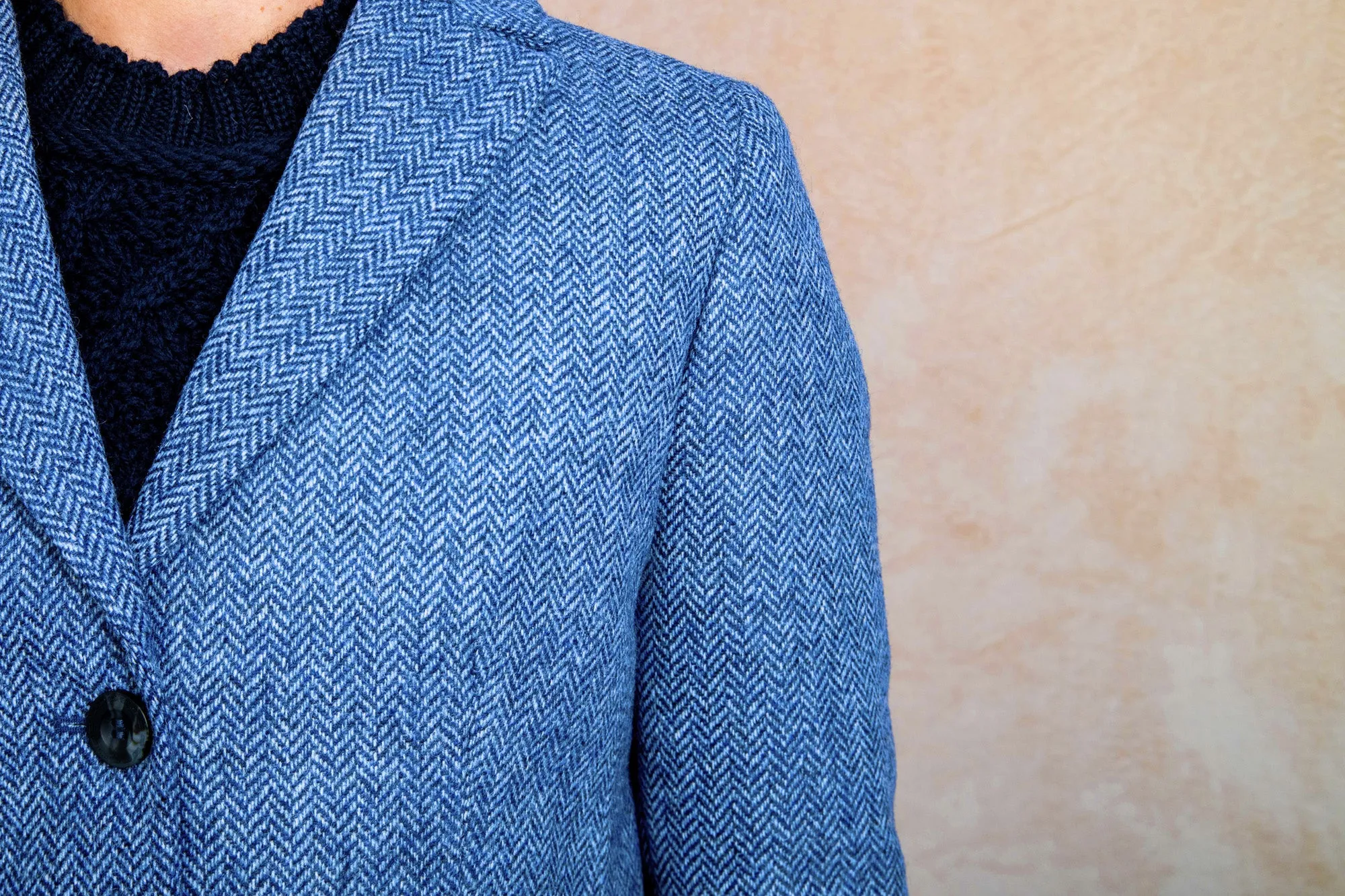 Tara Tweed Hacking Jacket - Light Blue Herringbone