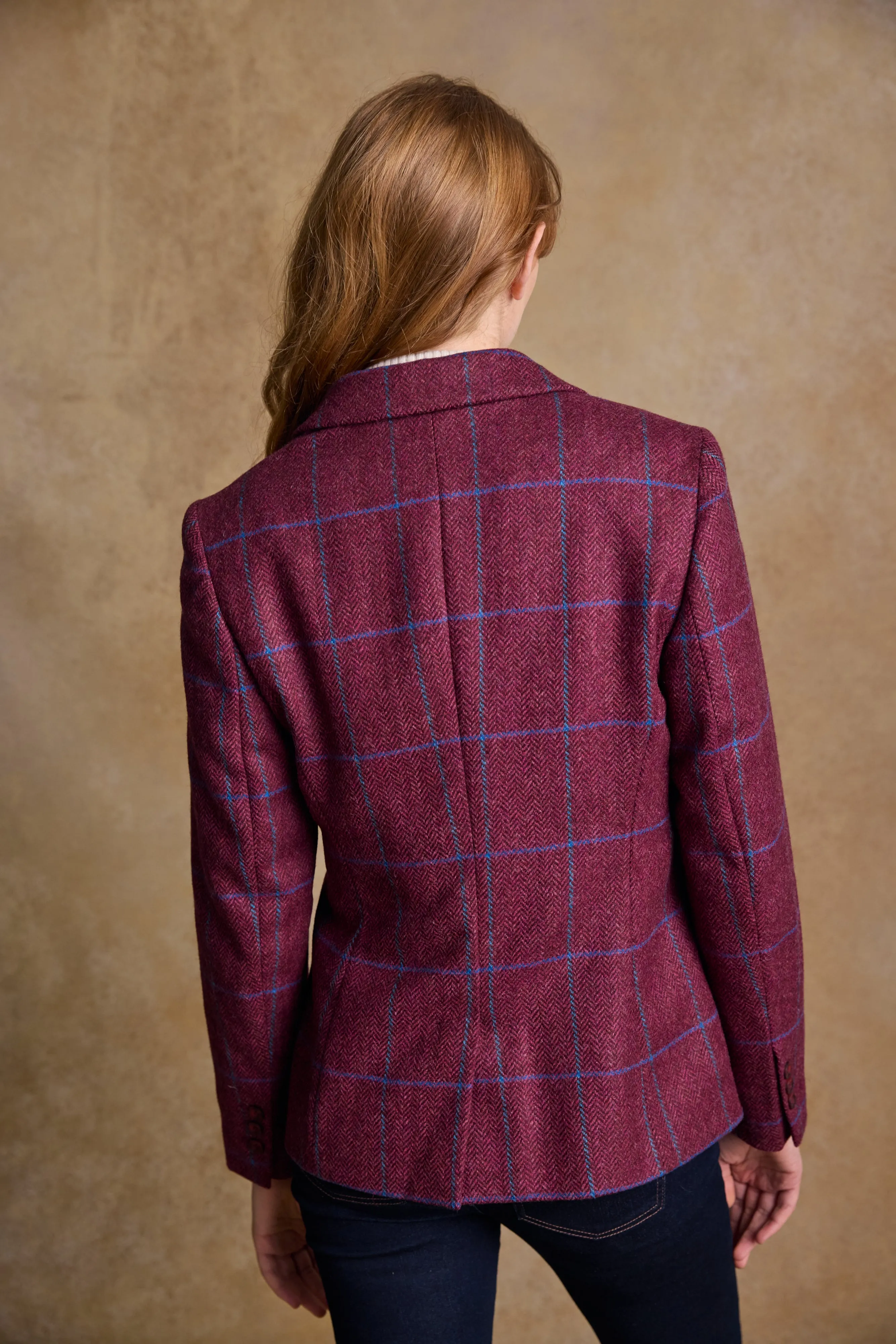 Tara Tweed Hacking Jacket - Rose Herringbone Check