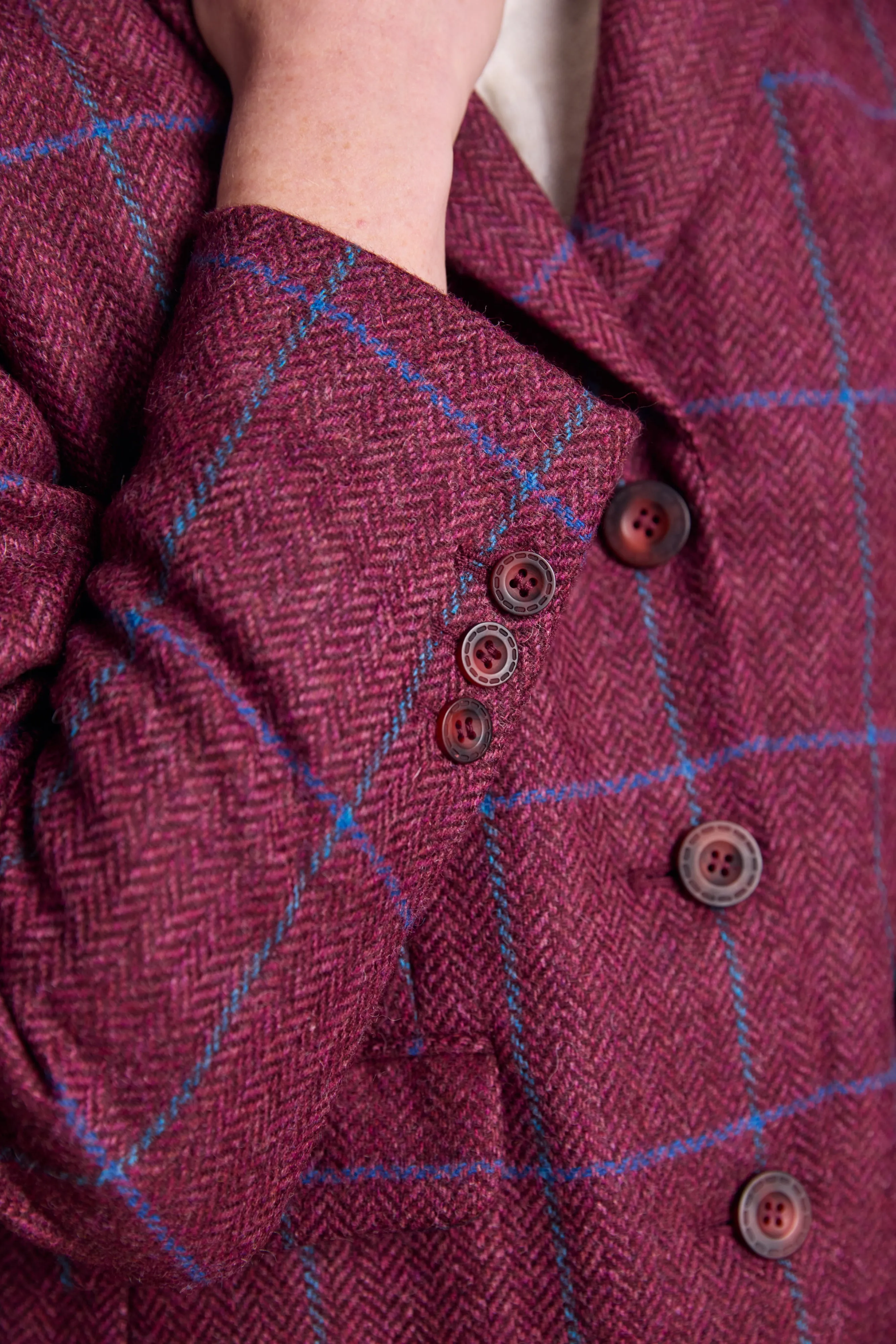 Tara Tweed Hacking Jacket - Rose Herringbone Check