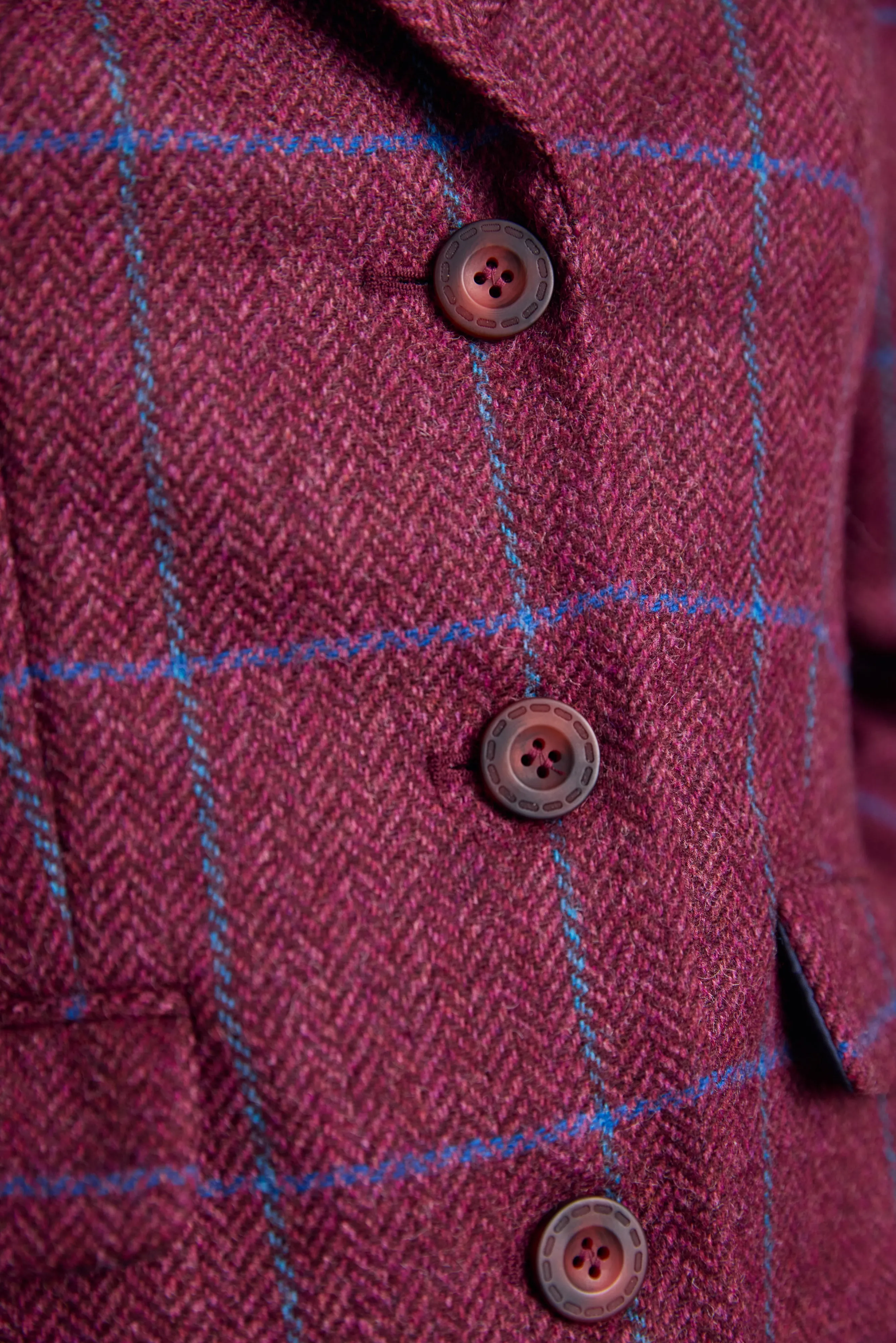 Tara Tweed Hacking Jacket - Rose Herringbone Check