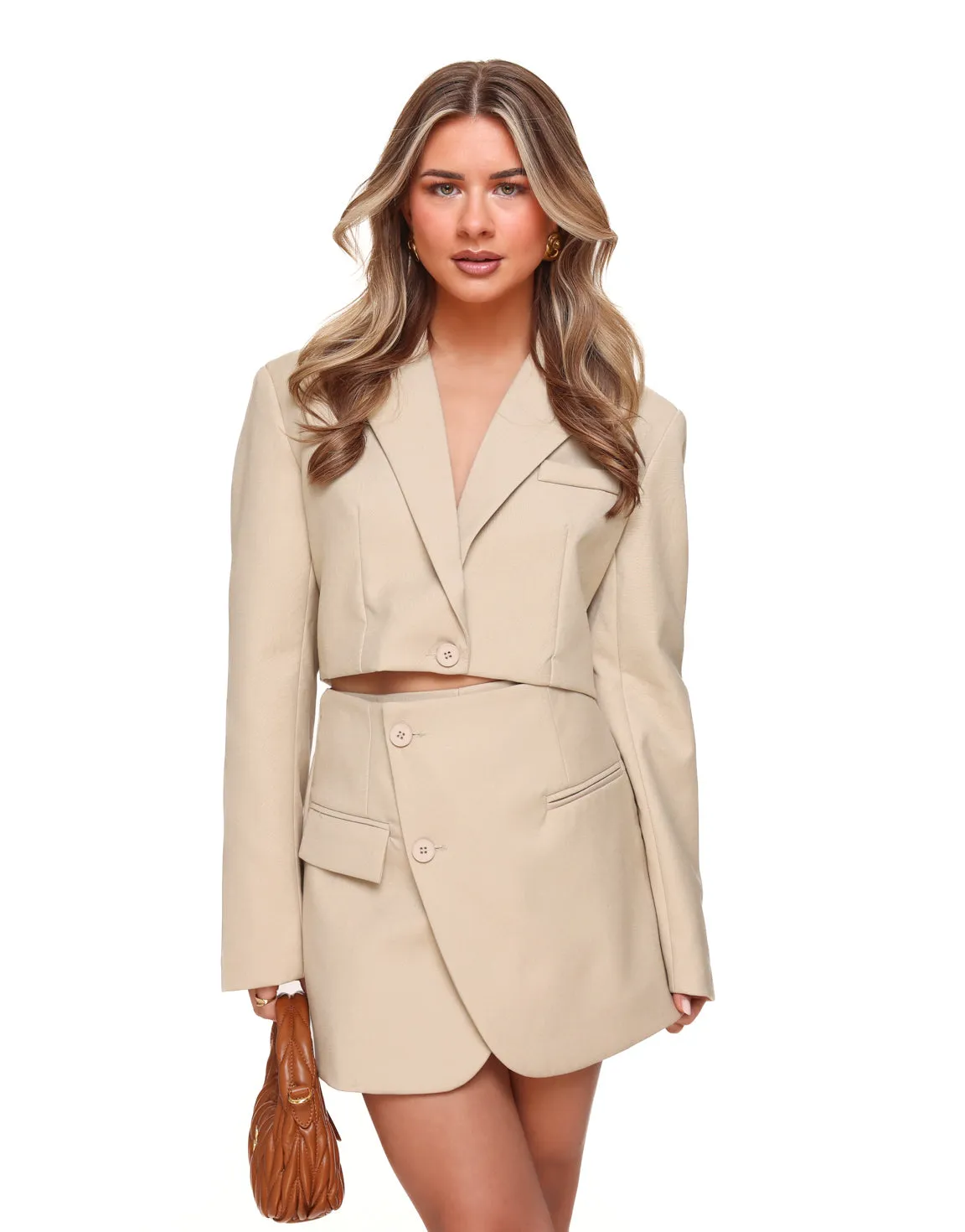 Taupe Cropped LS - Blazer