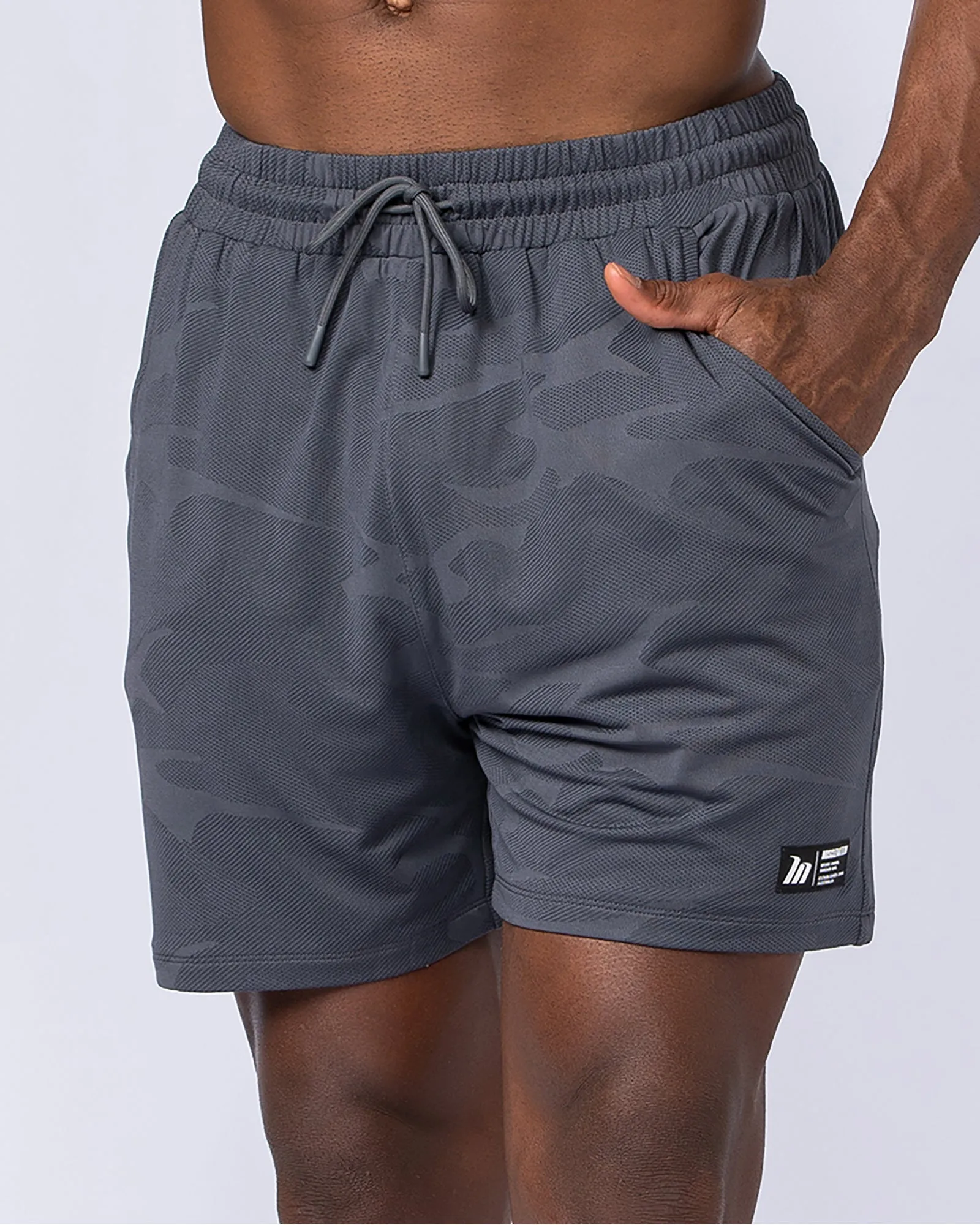Tech Camo Lay Up 5" Shorts - Dark Grey Camo