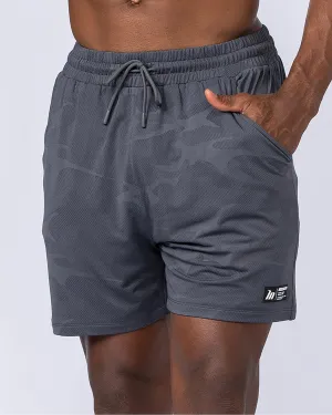 Tech Camo Lay Up 5" Shorts - Dark Grey Camo