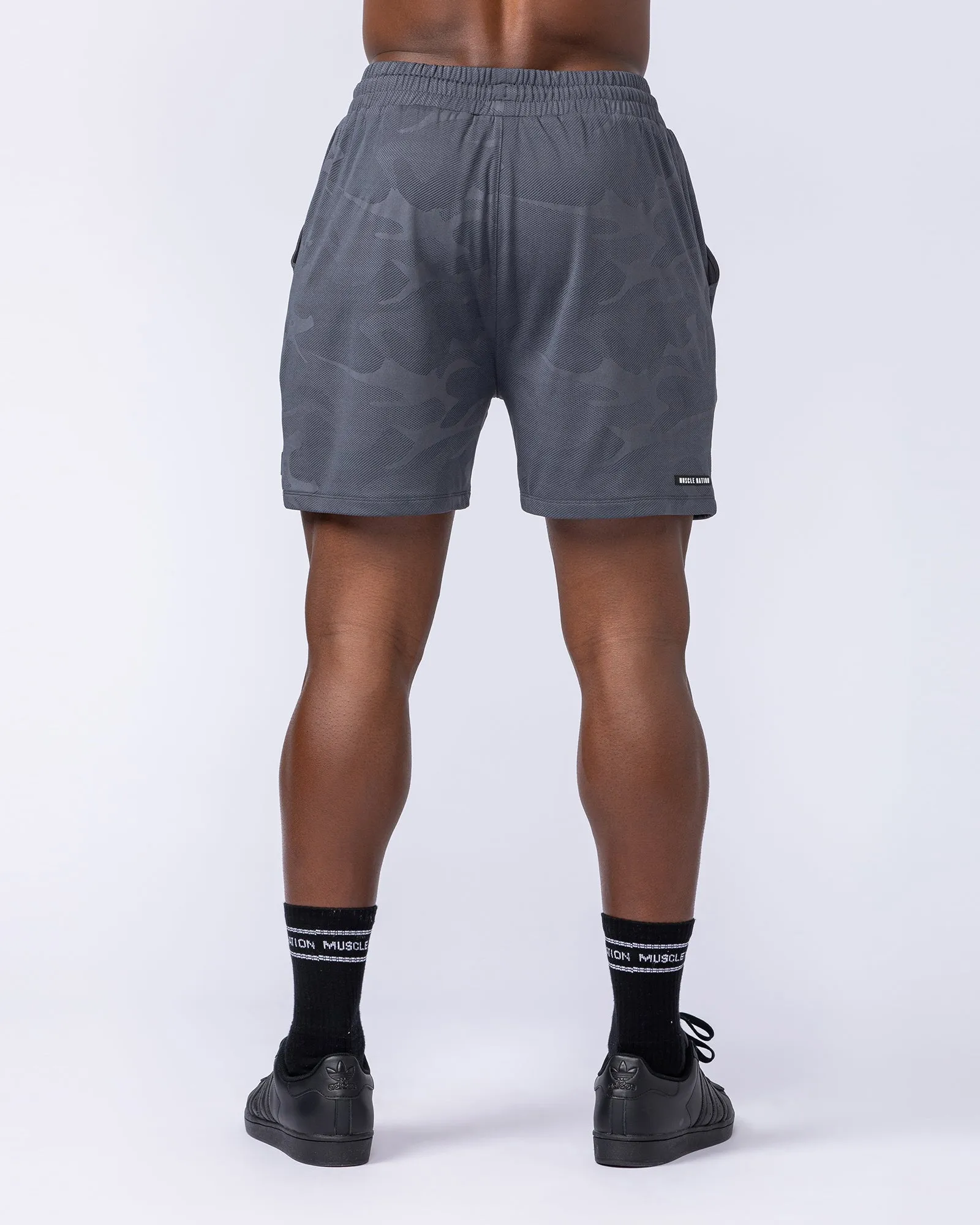 Tech Camo Lay Up 5" Shorts - Dark Grey Camo