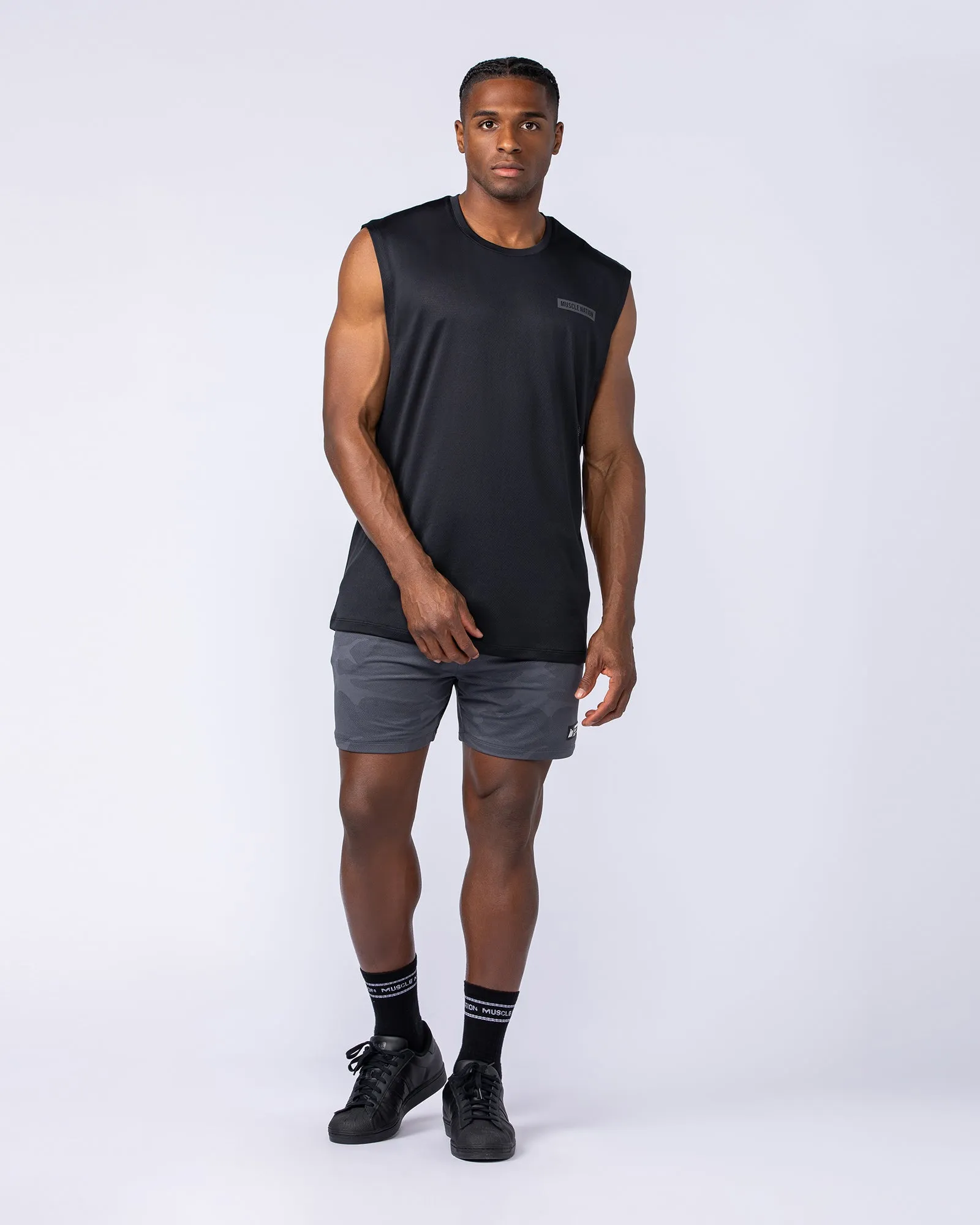 Tech Camo Lay Up 5" Shorts - Dark Grey Camo