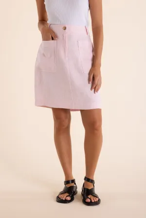 Textured Linen Mini Skirt - Pink rose