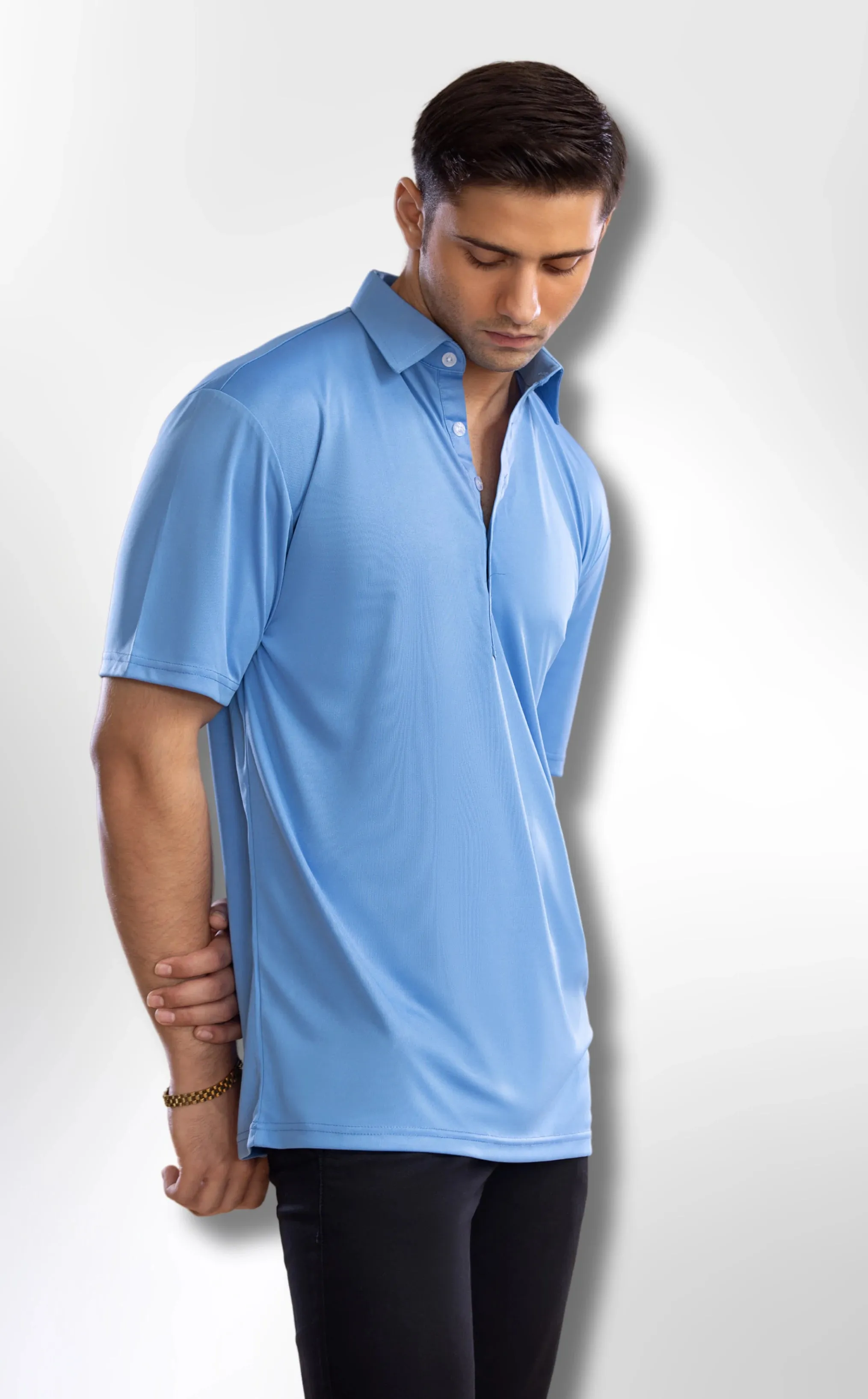 The Dressy Polo Oxford Spread Collar French Blue