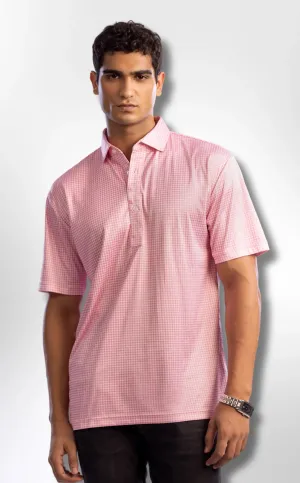 The Dressy Polo Semi-Spread Collar Pink Gingham
