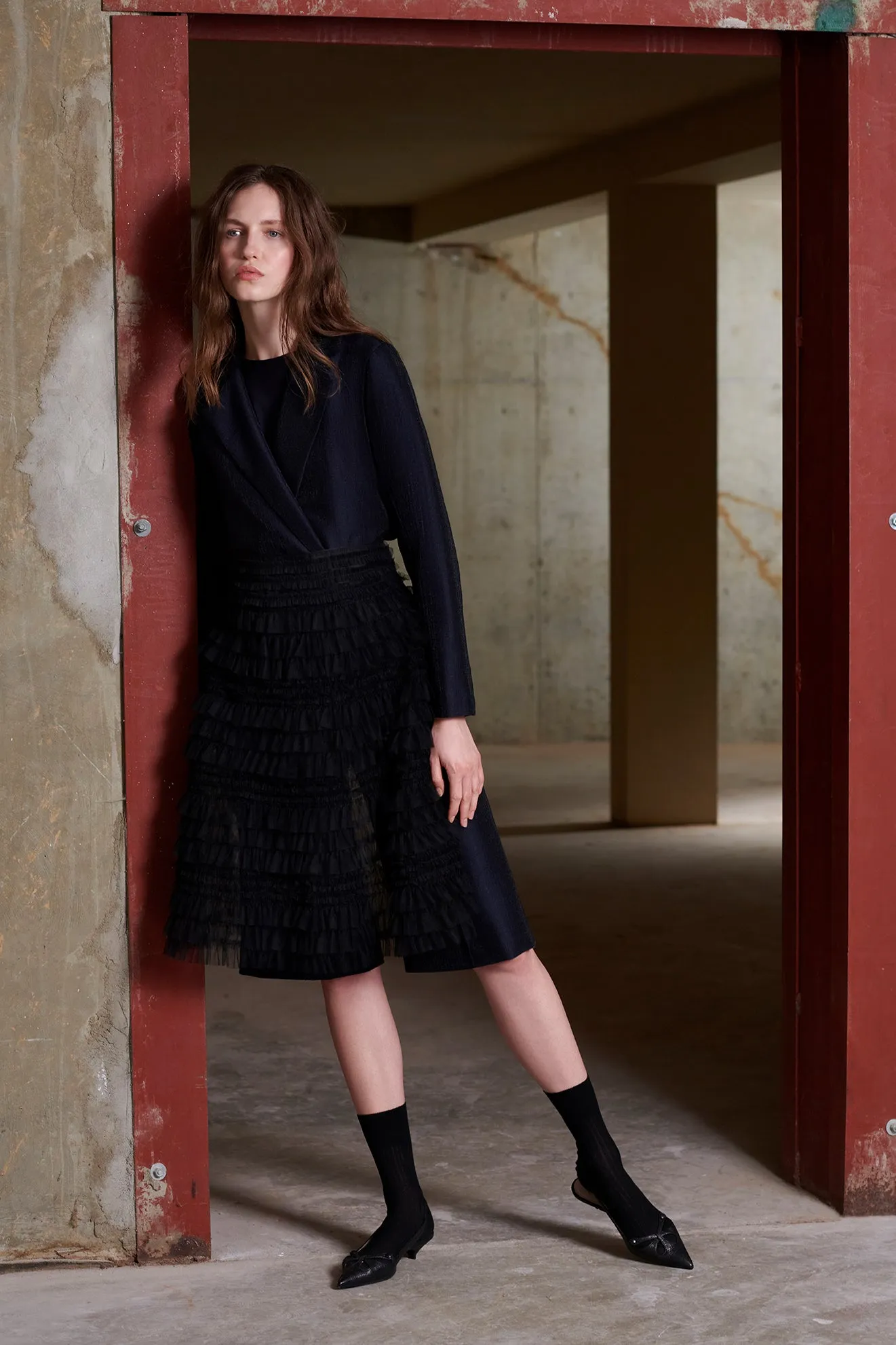 The Slim Bermuda in Lurex Suiting