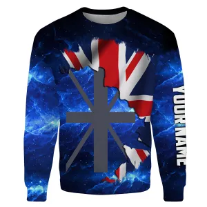 The United Kingdom Flag Universe patriotic fishing Custom Name Fishing shirts | Sweatshirt - NPQ655