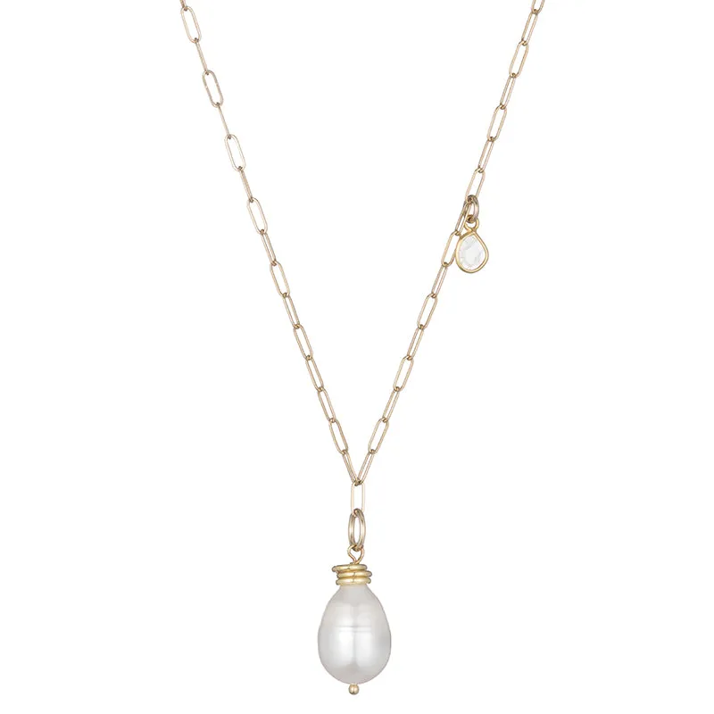 Tokyo Pearl and Diamond Slice Drop Necklace