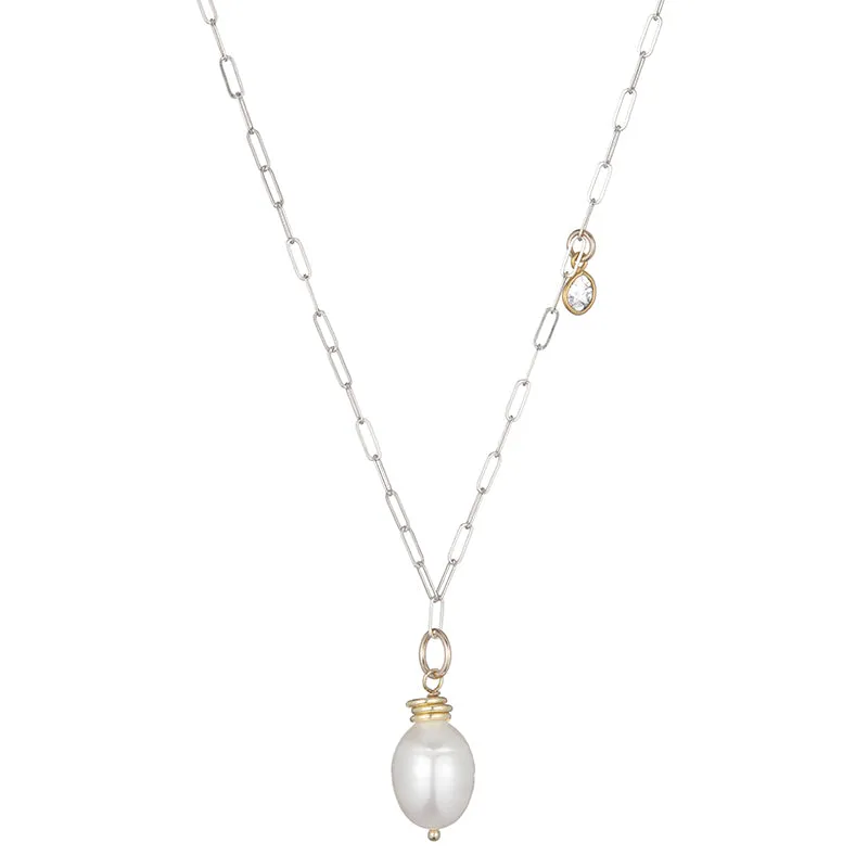 Tokyo Pearl and Diamond Slice Drop Necklace