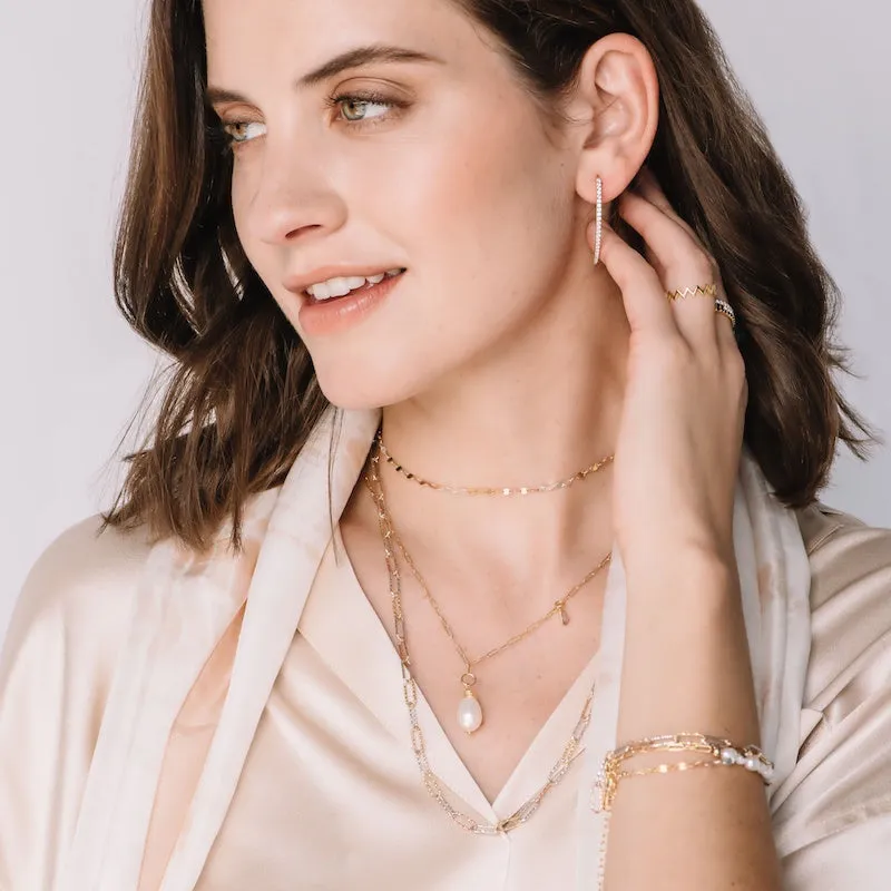 Tokyo Pearl and Diamond Slice Drop Necklace