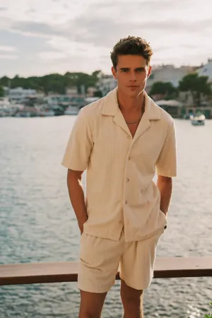 TONY toweling shorts geo sun | beige