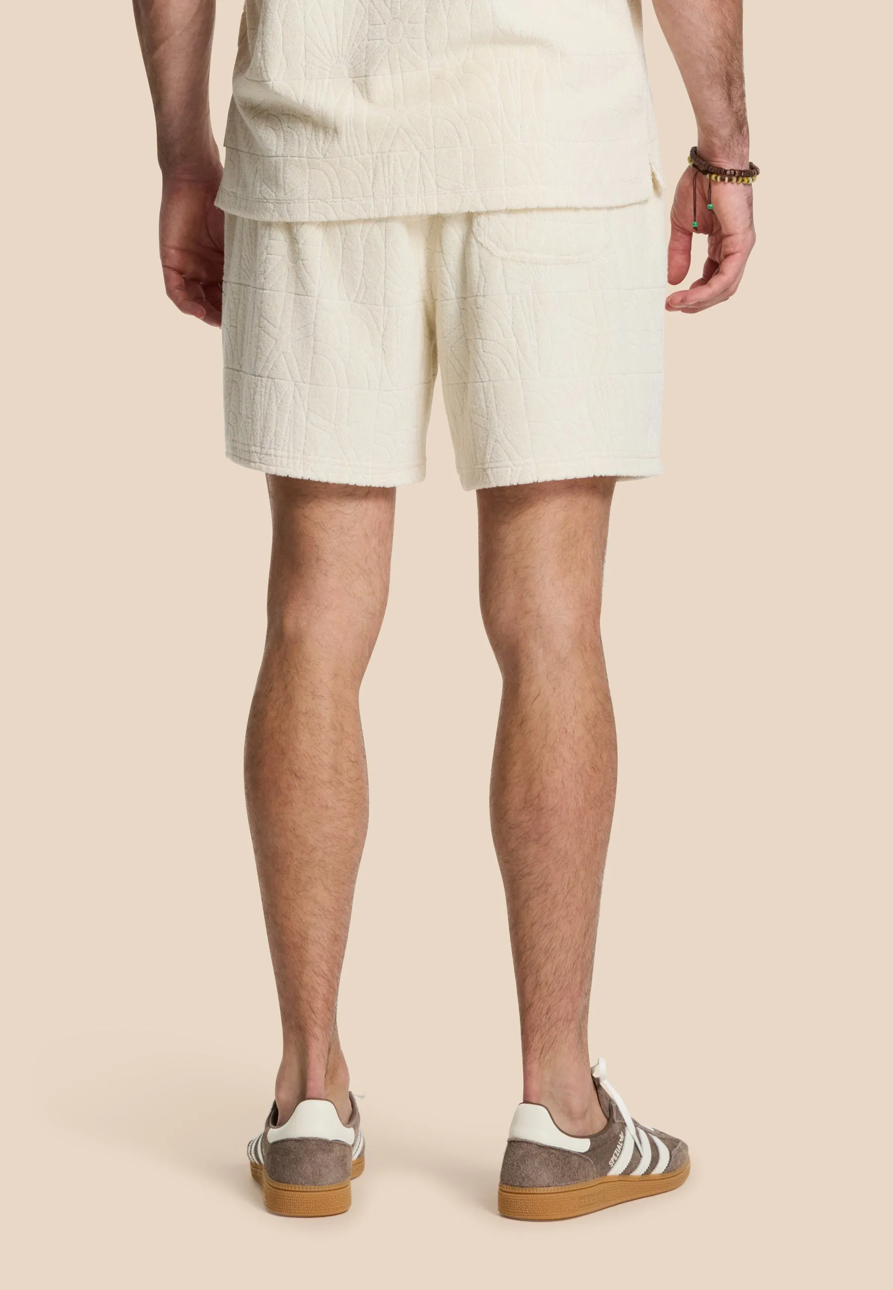 TONY toweling shorts geo sun | beige