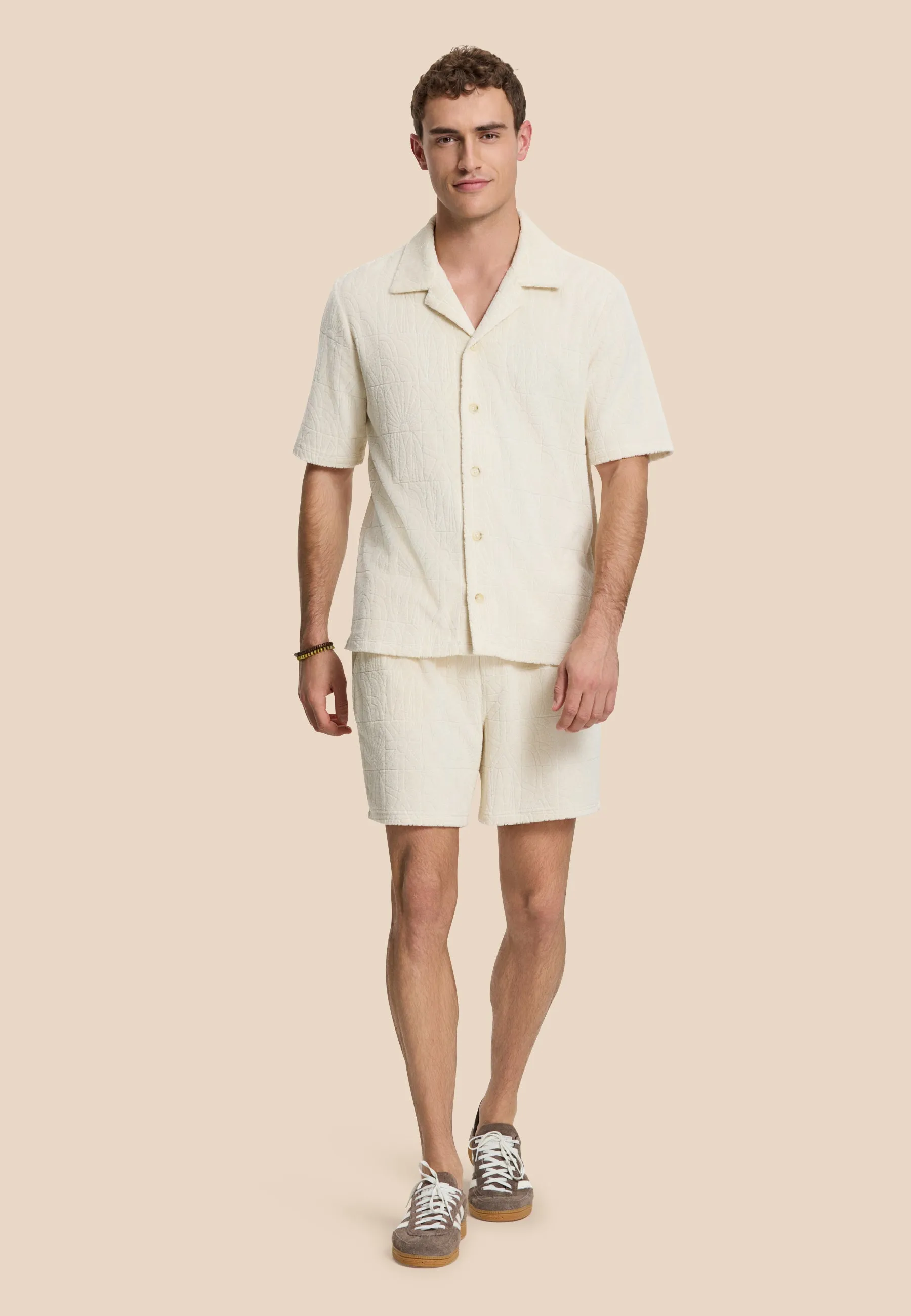TONY toweling shorts geo sun | beige