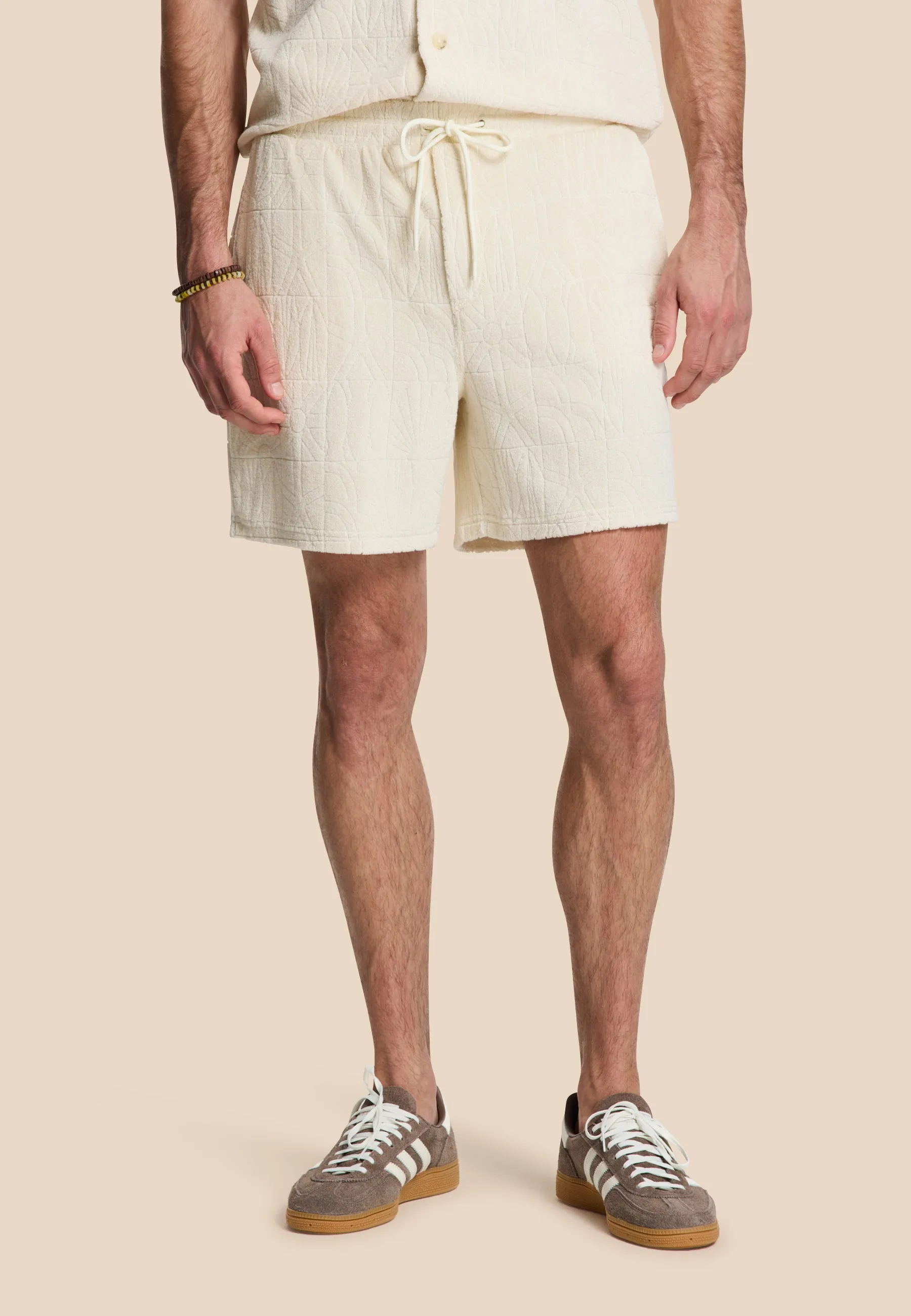 TONY toweling shorts geo sun | beige