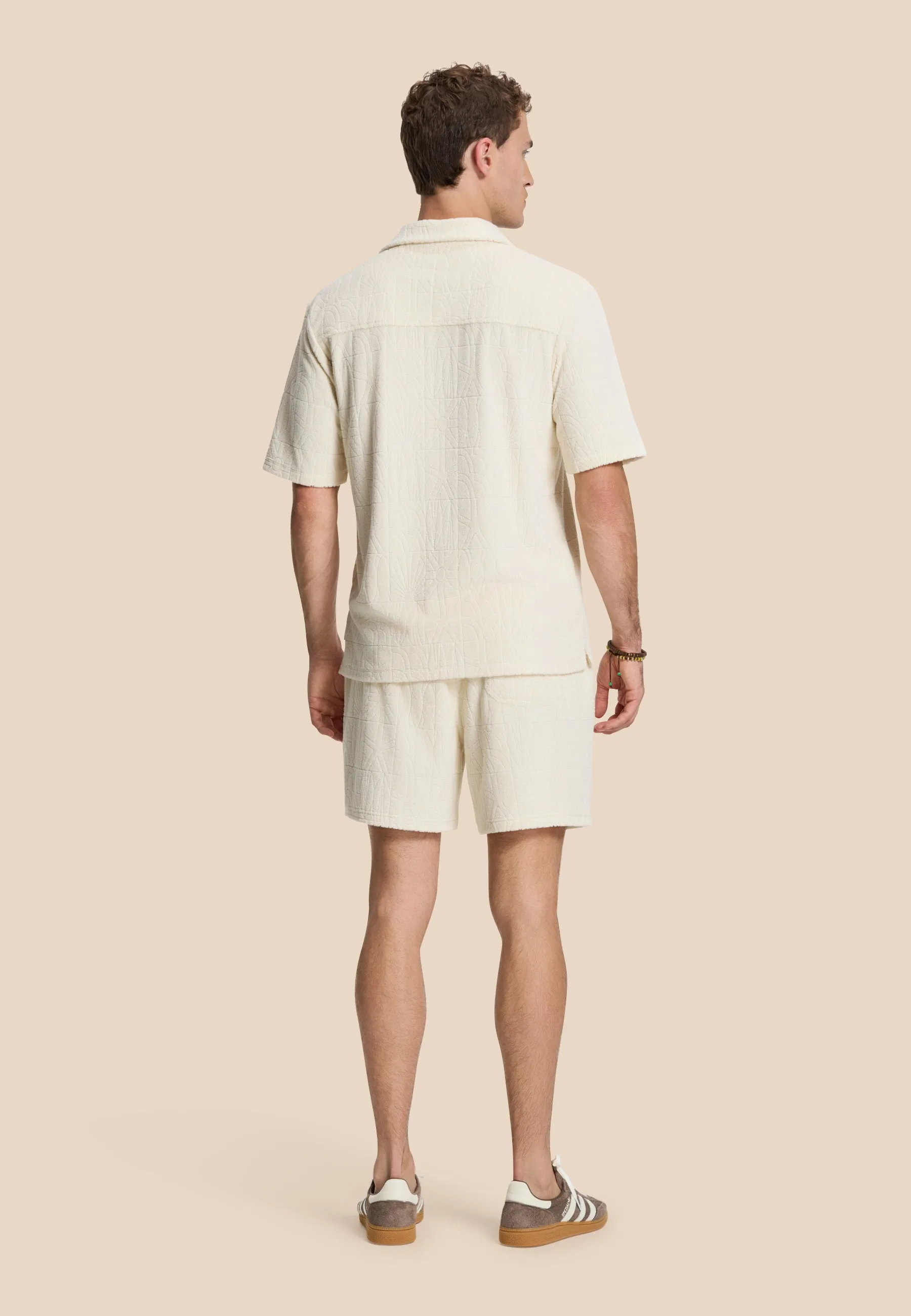TONY toweling shorts geo sun | beige