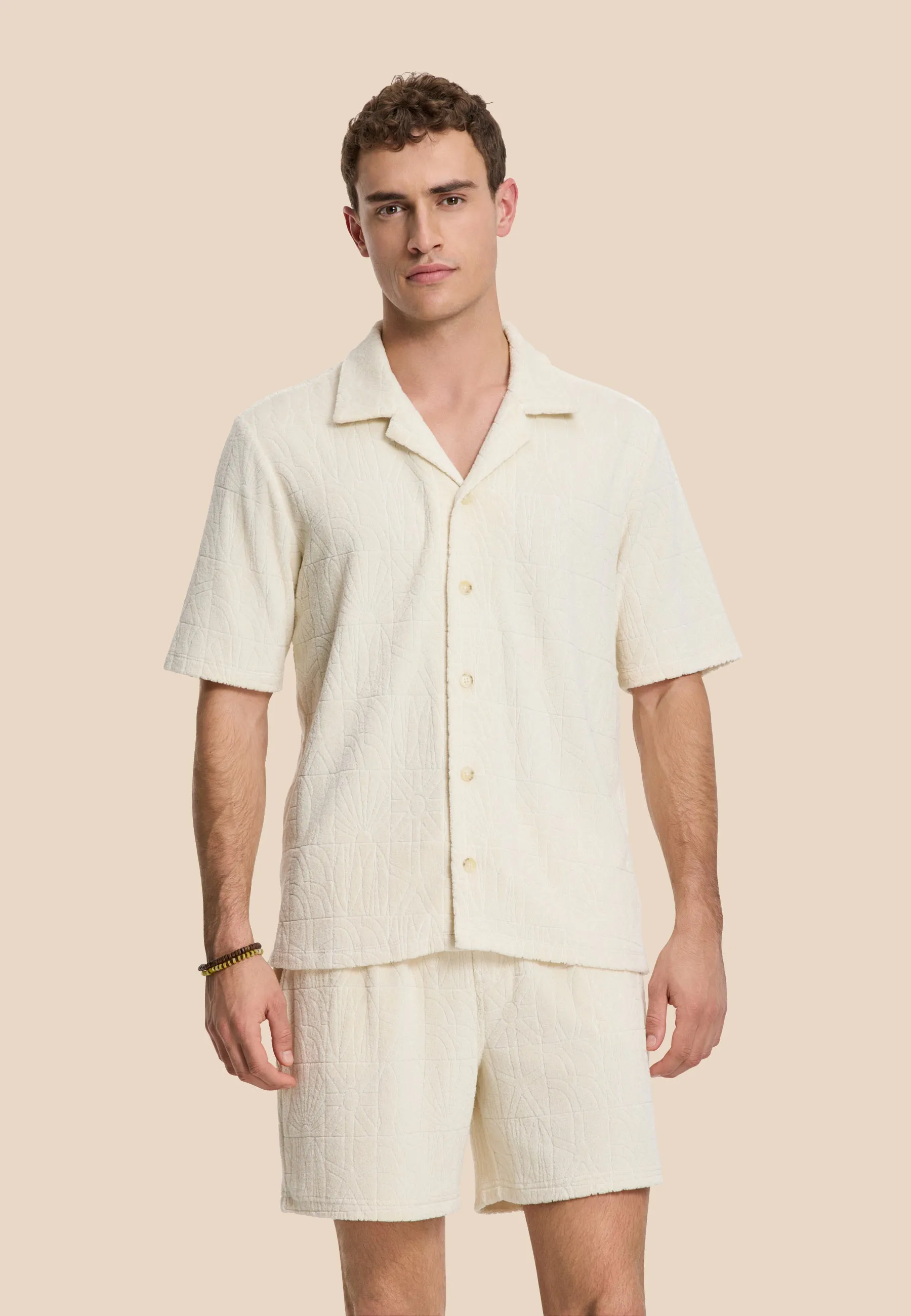 TONY toweling shorts geo sun | beige