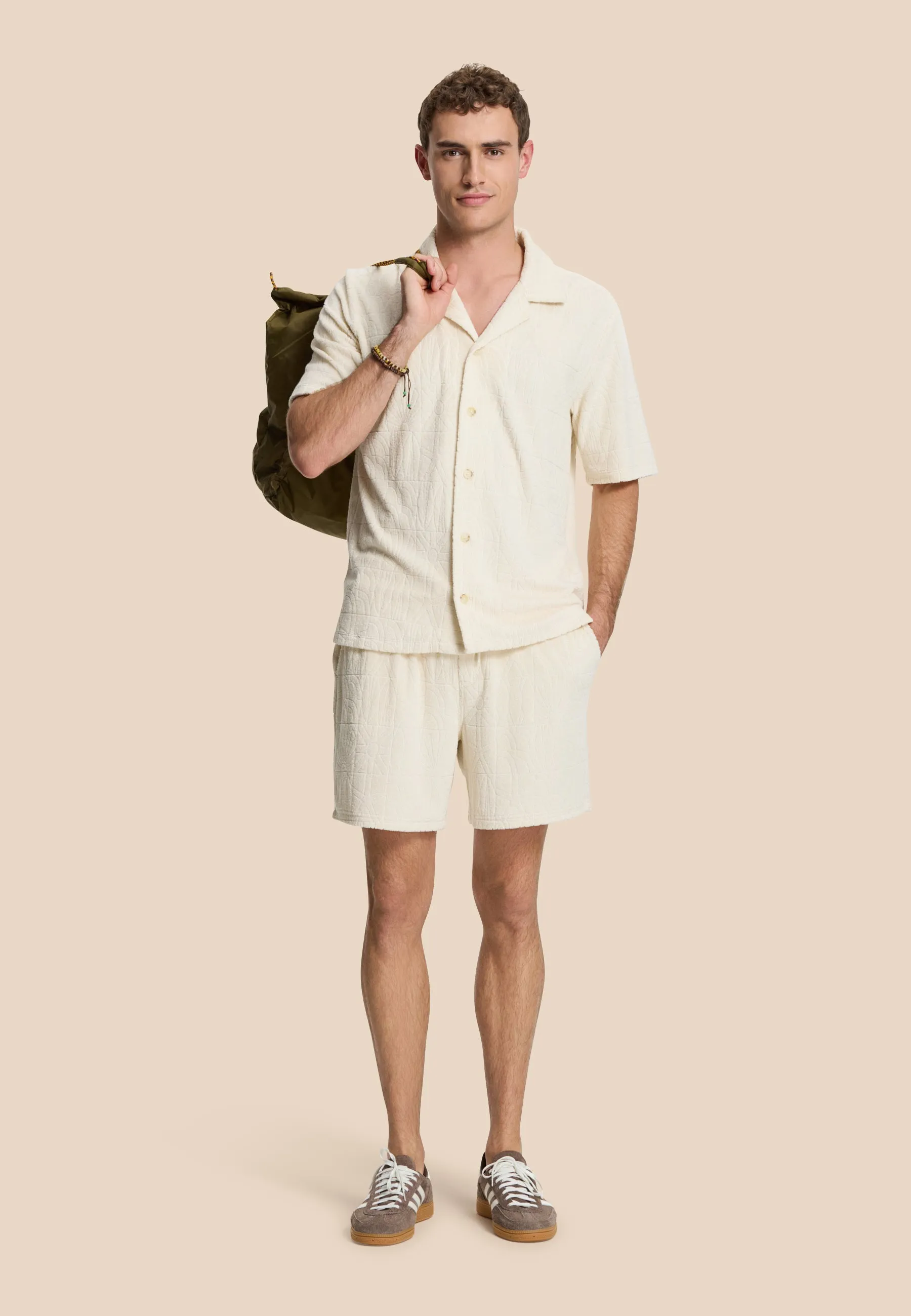 TONY toweling shorts geo sun | beige