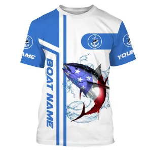 Tuna Fishing American Flag Custom performance Fishing T Shirts, personalized Patriotic Fishing gifts IPHW1713