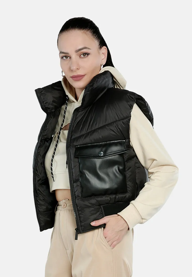Turtleneck Puffer Jacket With Breast Pocket