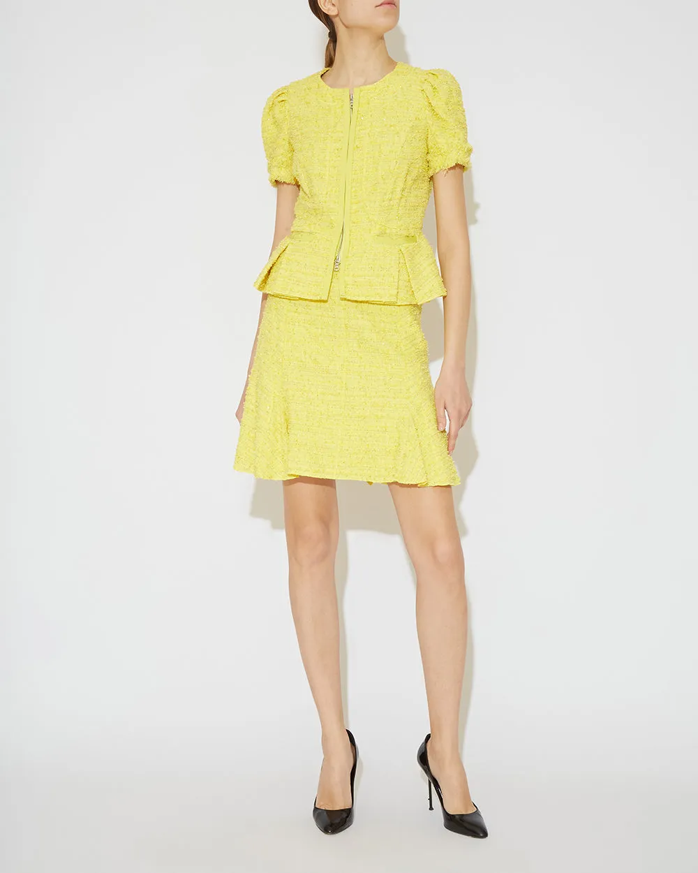 TWEED CROPPED BLAZER JACKET AND MINI SKIRT