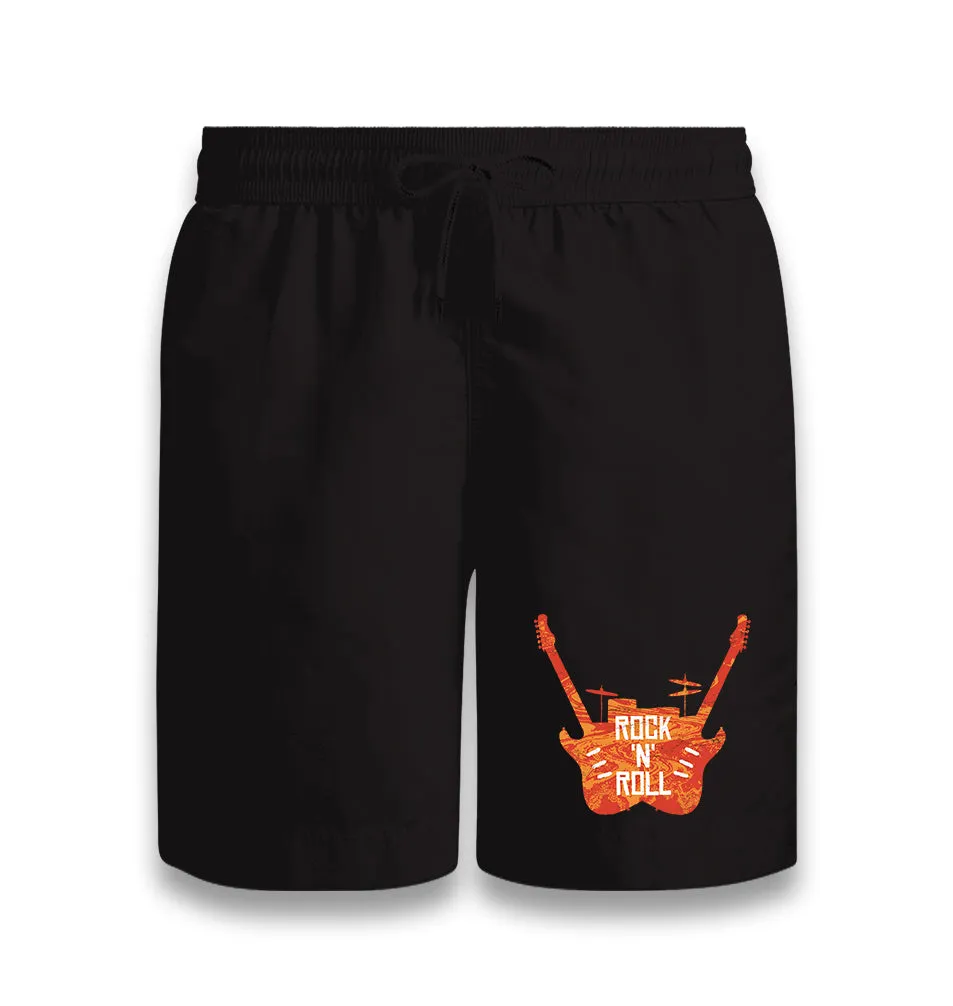 Two Guitars and a Drum Rock 'n Roll Black Shorts