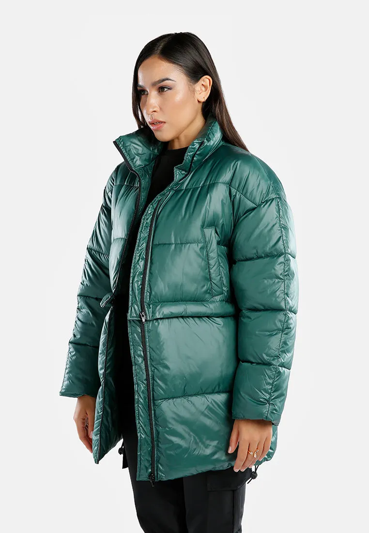 Two Way Detachable Turtleneck Puffer Jacket