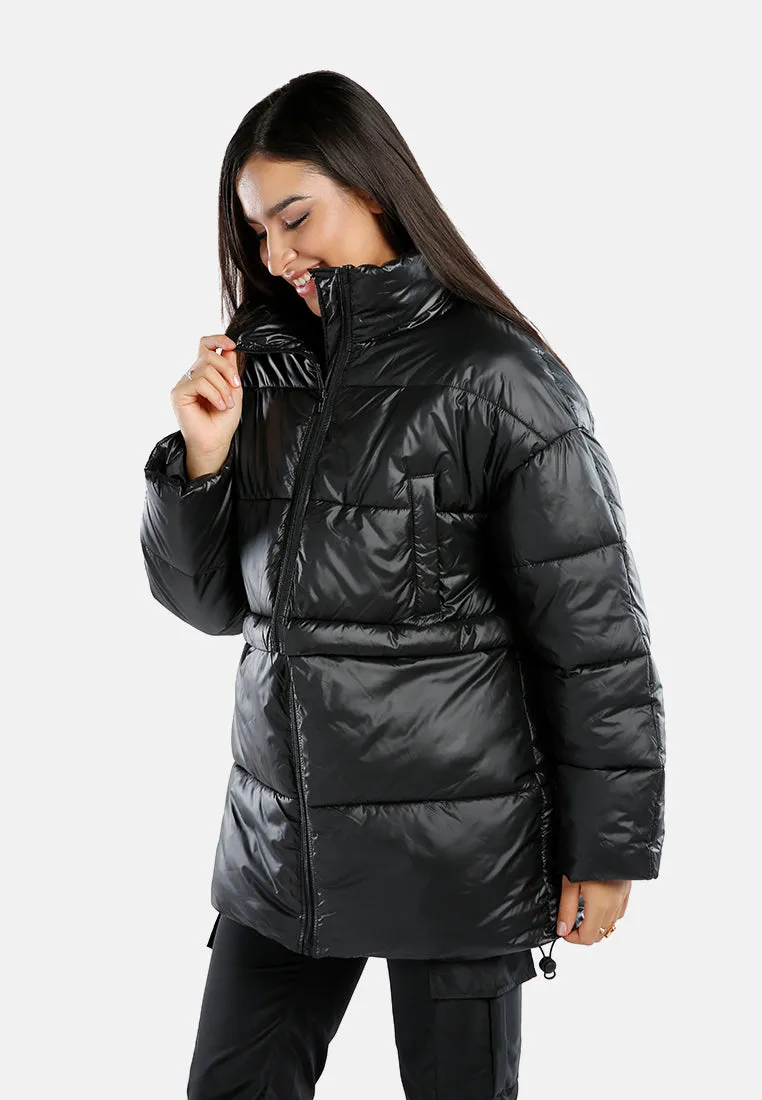 Two Way Detachable Turtleneck Puffer Jacket