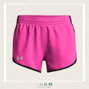 Under Armour Youth Girls' UA Fly-By 3 Shorts - Rebel Pink Reflective