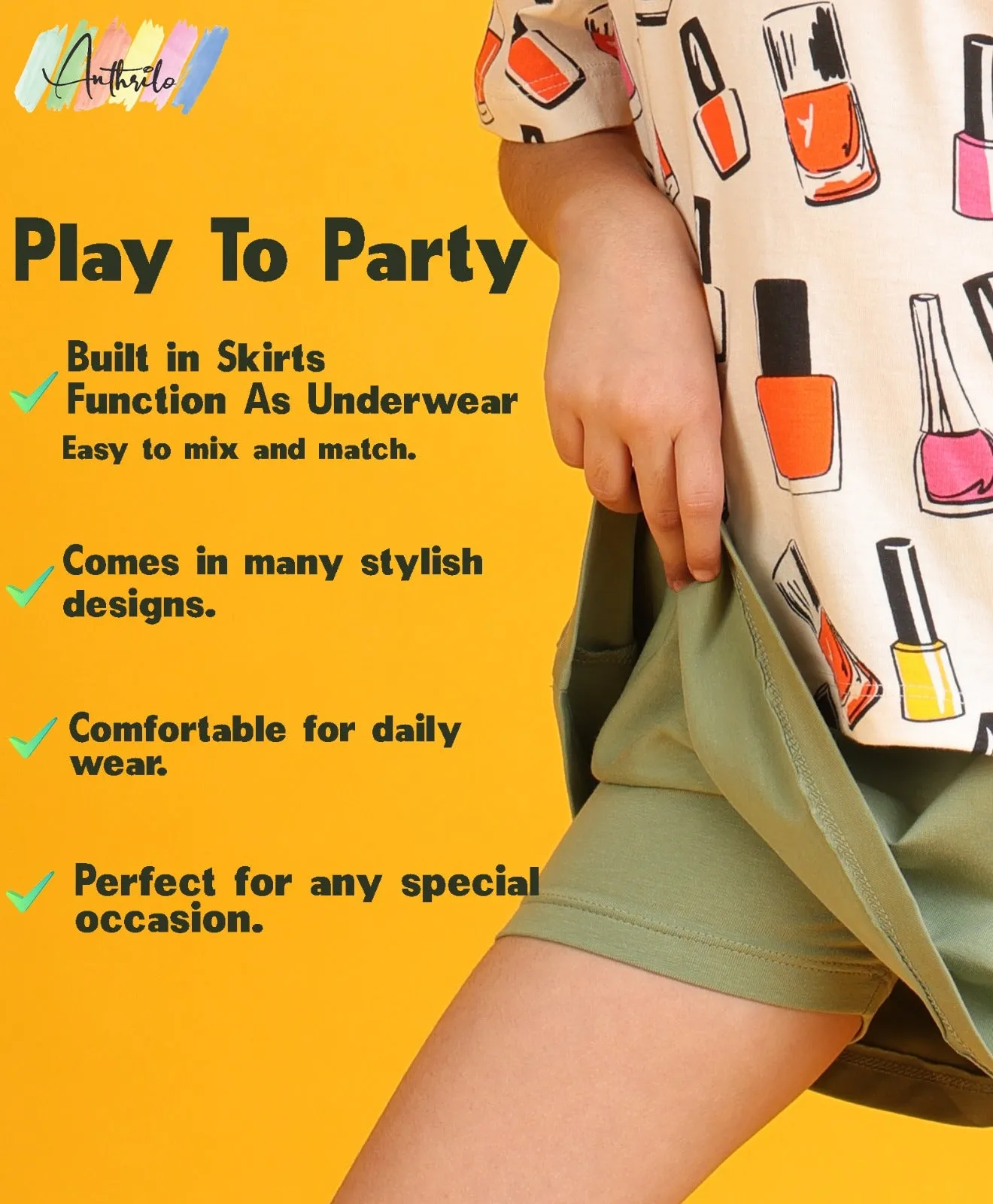 UNICORN STAR OLIVE GIRLS SUMMER SKIRT SET - PINK/OLIVE