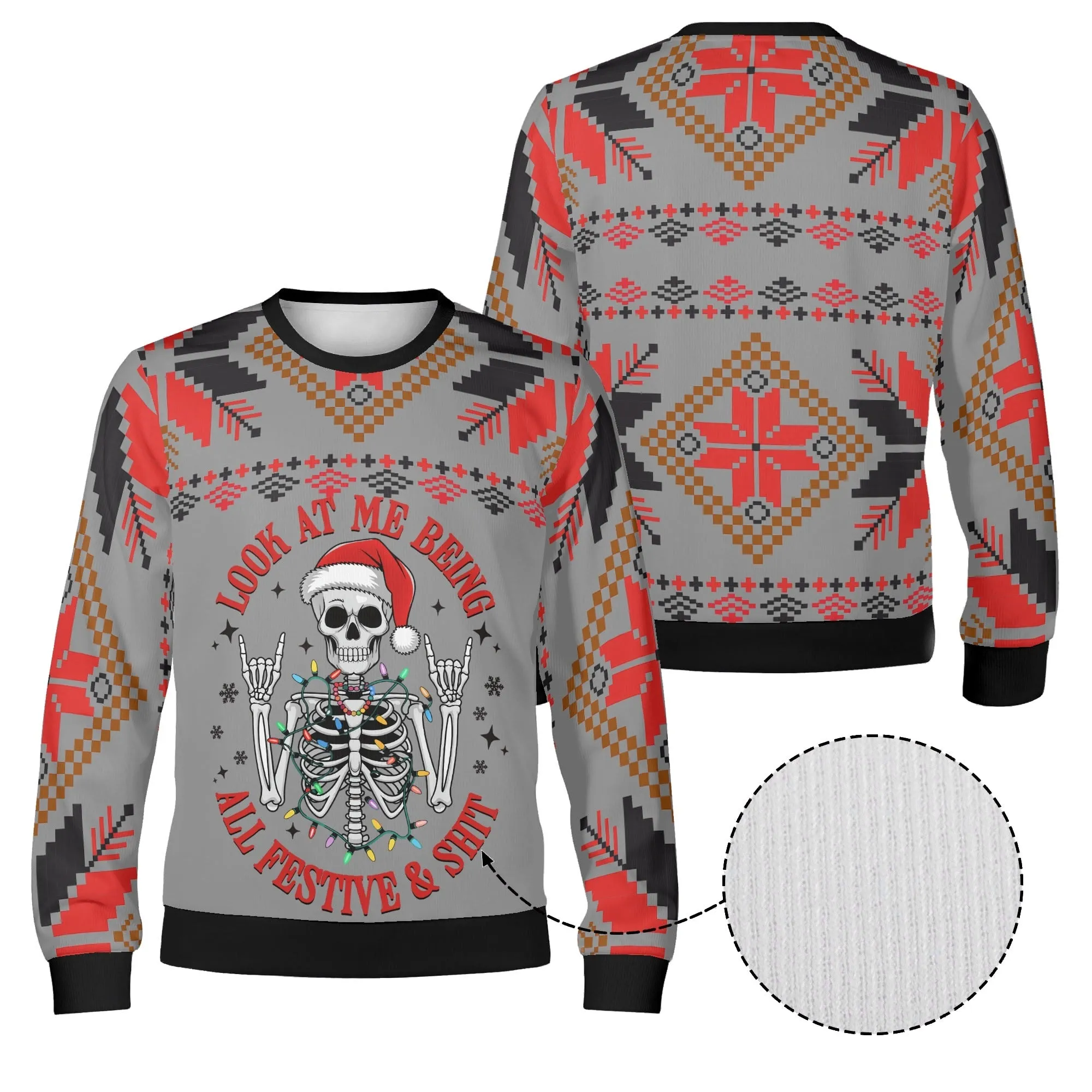 Unisex Gothic Look At Me Typographical Art Ugly Christmas Sweatshirt