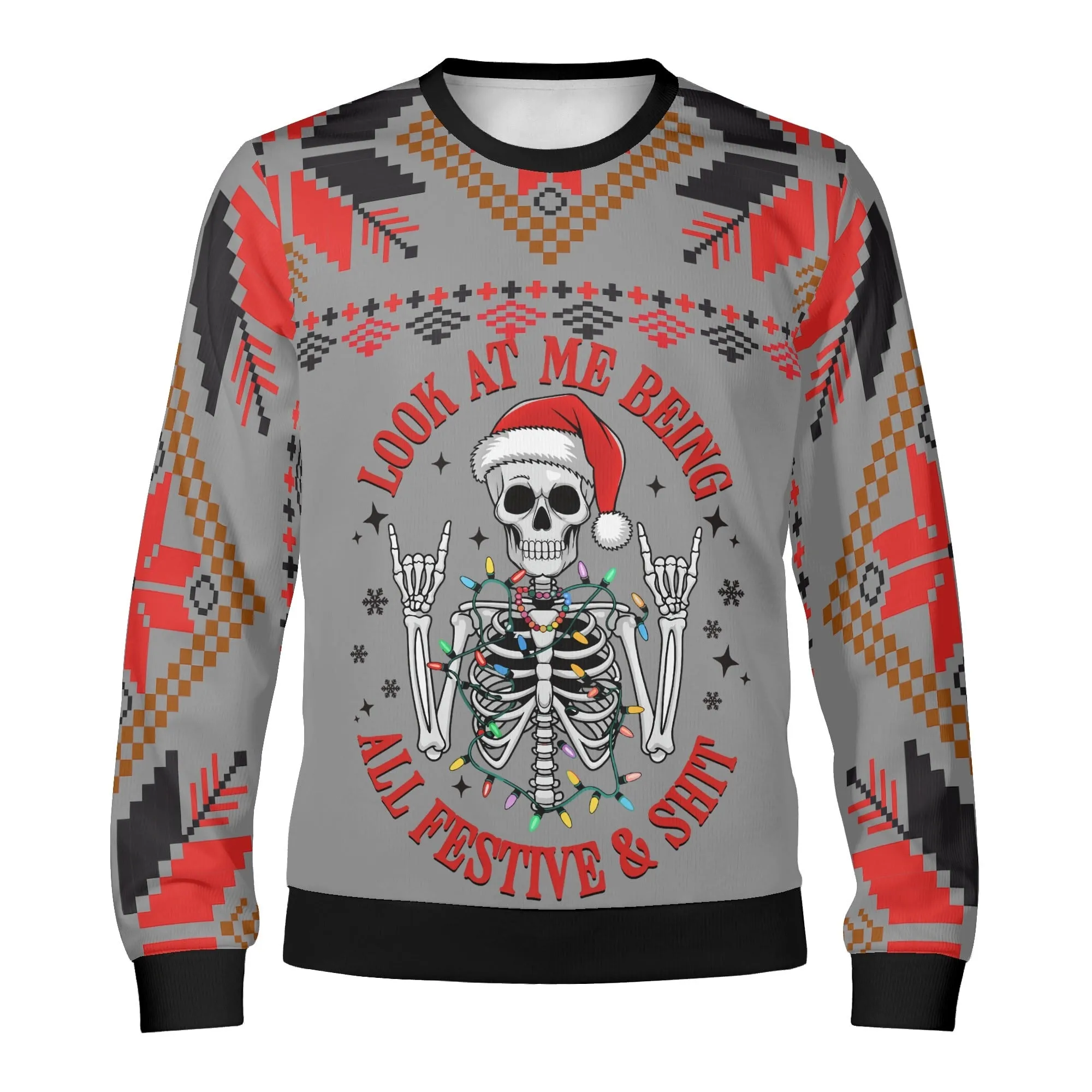 Unisex Gothic Typographical Art Ugly Christmas Sweatshirt