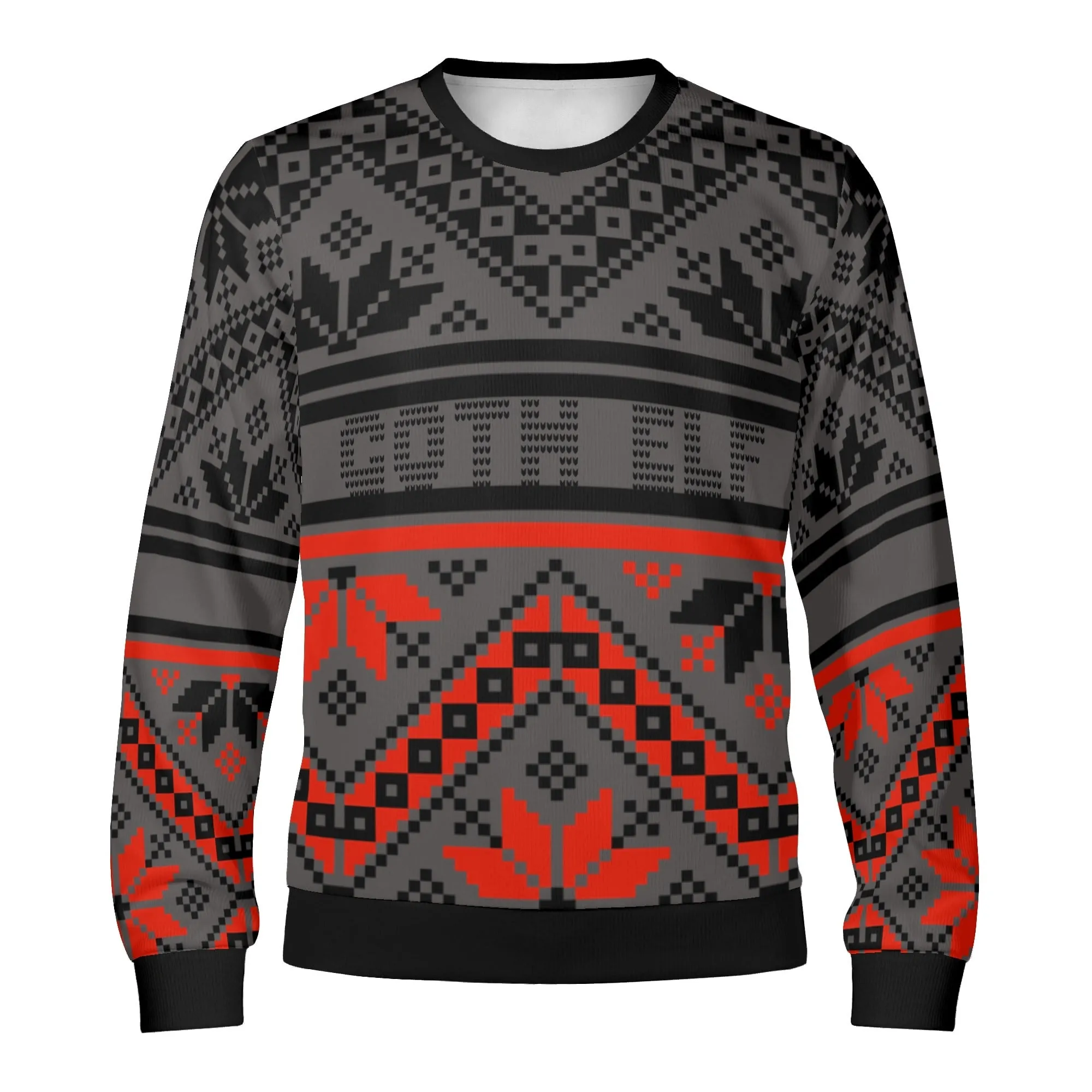 Unisex Gothic Typographical Art Ugly Christmas Sweatshirt