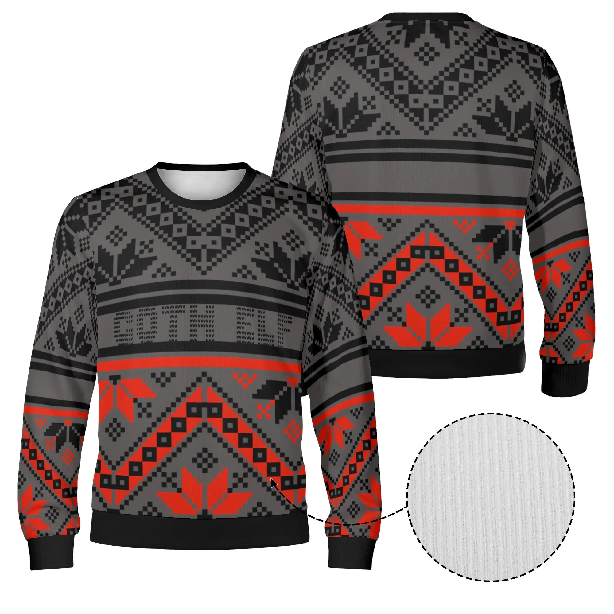 Unisex Gothic Typographical Art Ugly Christmas Sweatshirt