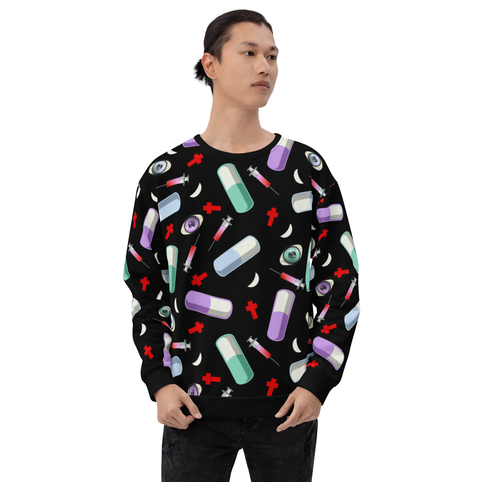Unisex Sweatshirt, Menhera Kei Pills Black