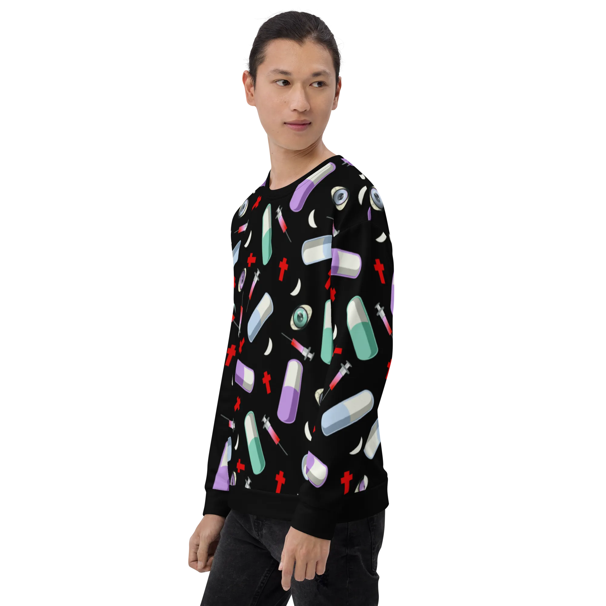 Unisex Sweatshirt, Menhera Kei Pills Black