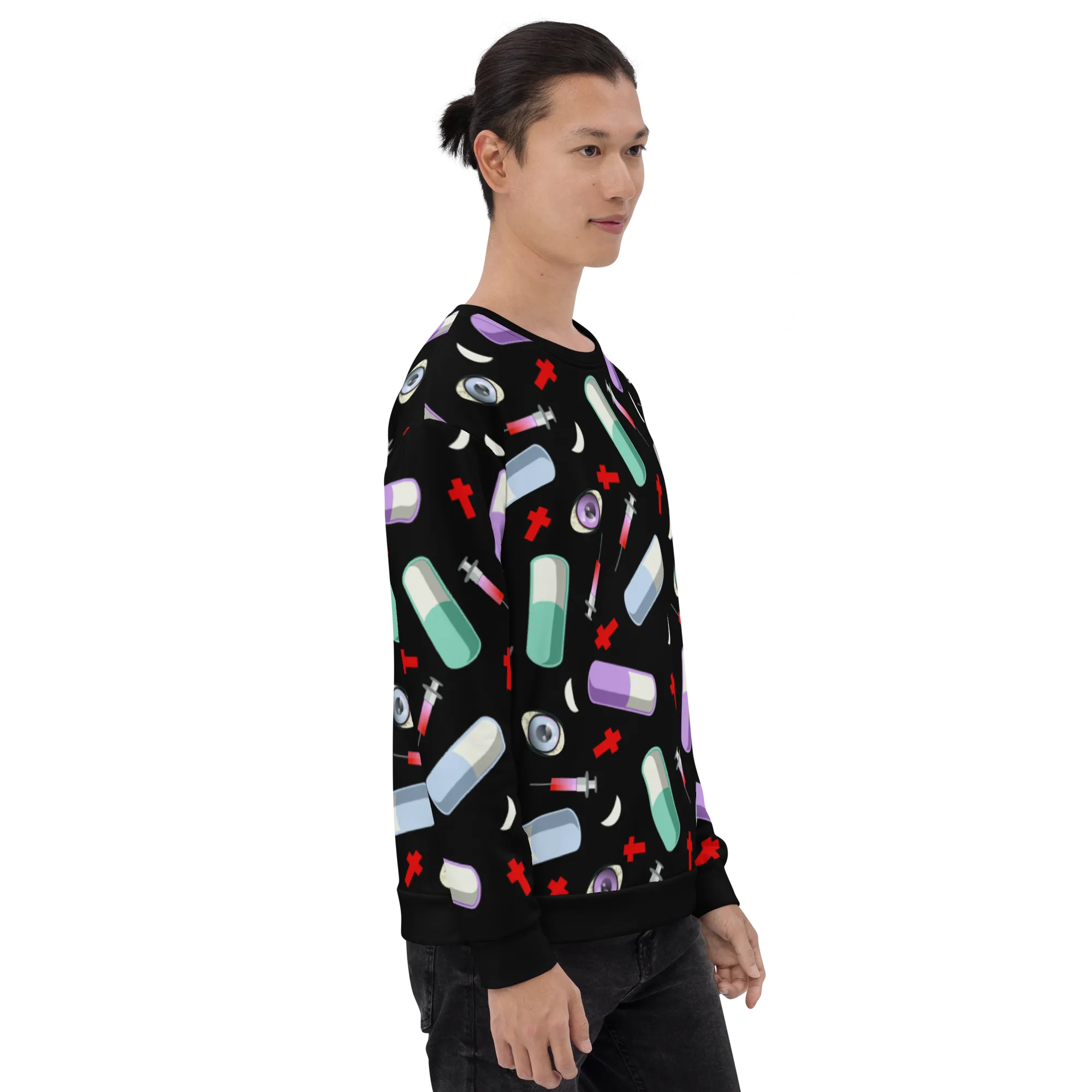 Unisex Sweatshirt, Menhera Kei Pills Black