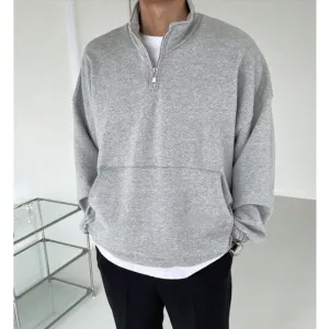 Urbaner Reißverschluss-Chic - Modisches Herren-Sweatshirt in Übergröße