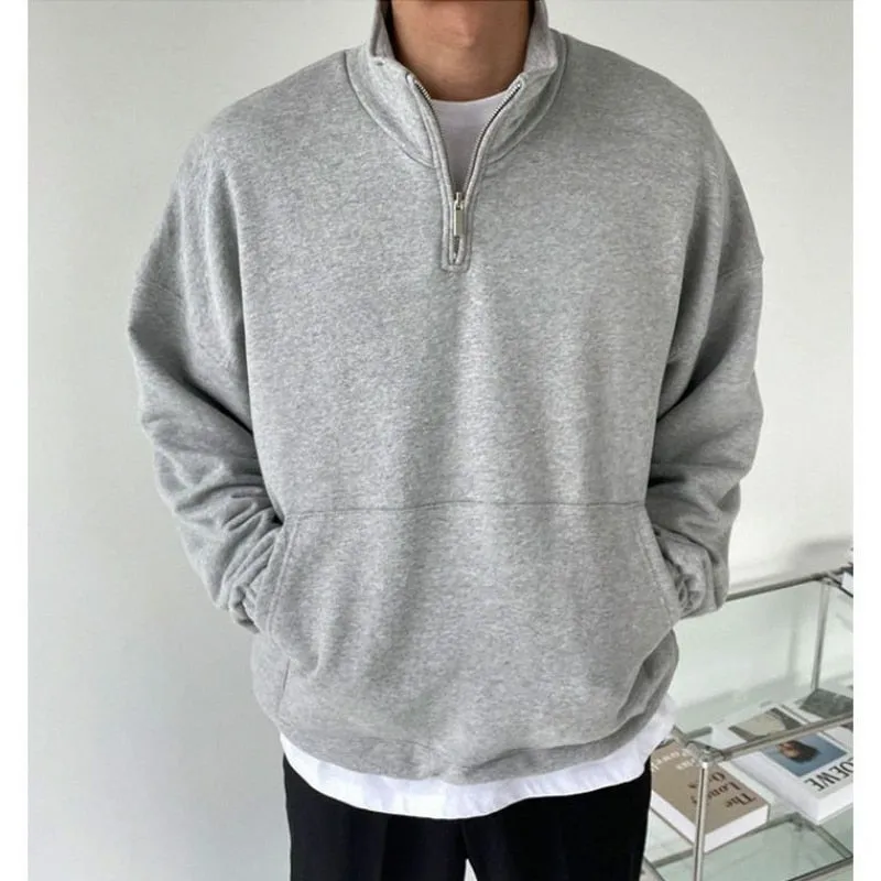 Urbaner Reißverschluss-Chic - Modisches Herren-Sweatshirt in Übergröße