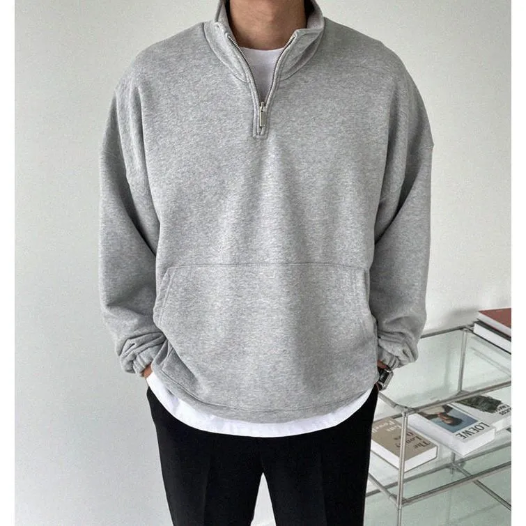Urbaner Reißverschluss-Chic - Modisches Herren-Sweatshirt in Übergröße