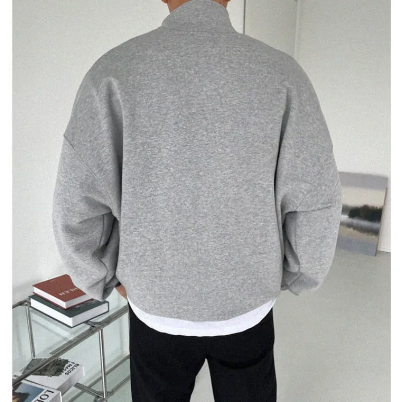 Urbaner Reißverschluss-Chic - Modisches Herren-Sweatshirt in Übergröße