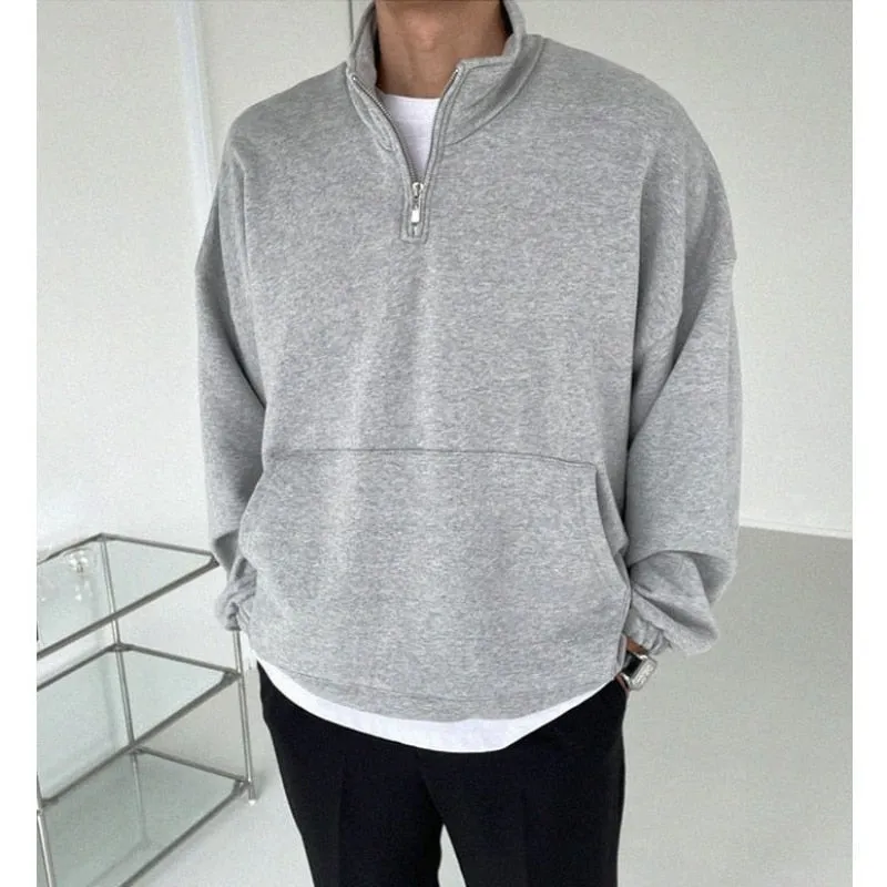 Urbaner Reißverschluss-Chic - Modisches Herren-Sweatshirt in Übergröße