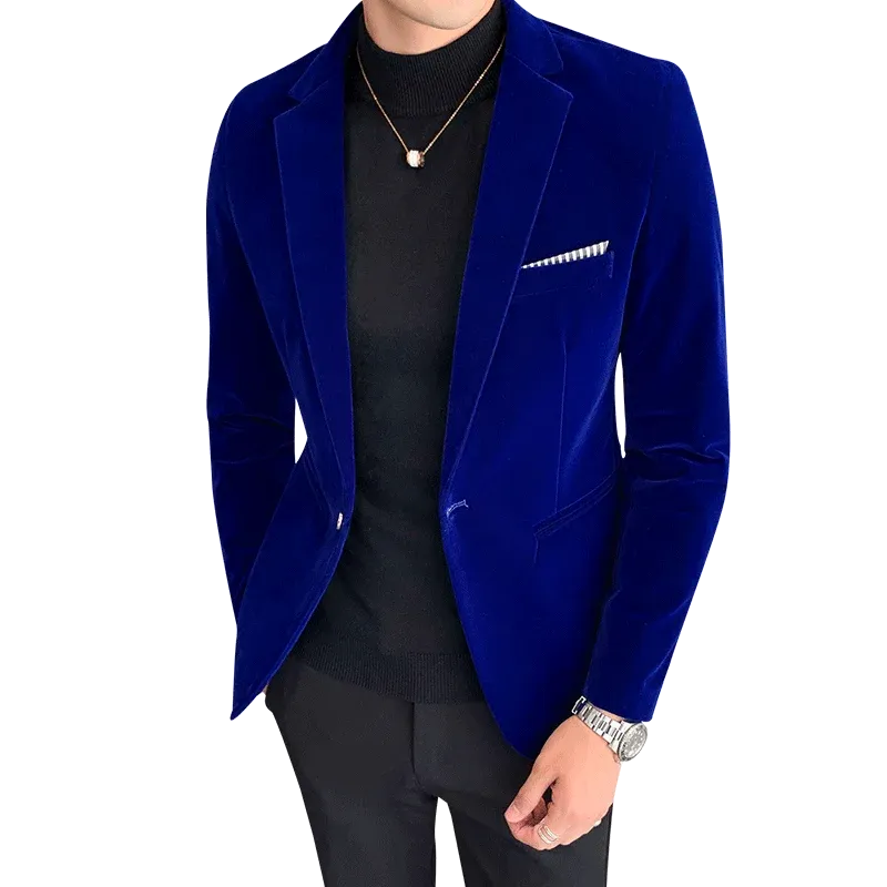 Velvet Wedding Dress Coat Mens Blazer Jacket Fashion Casual Suit Jacket Stage Men's Business Blazers Costume