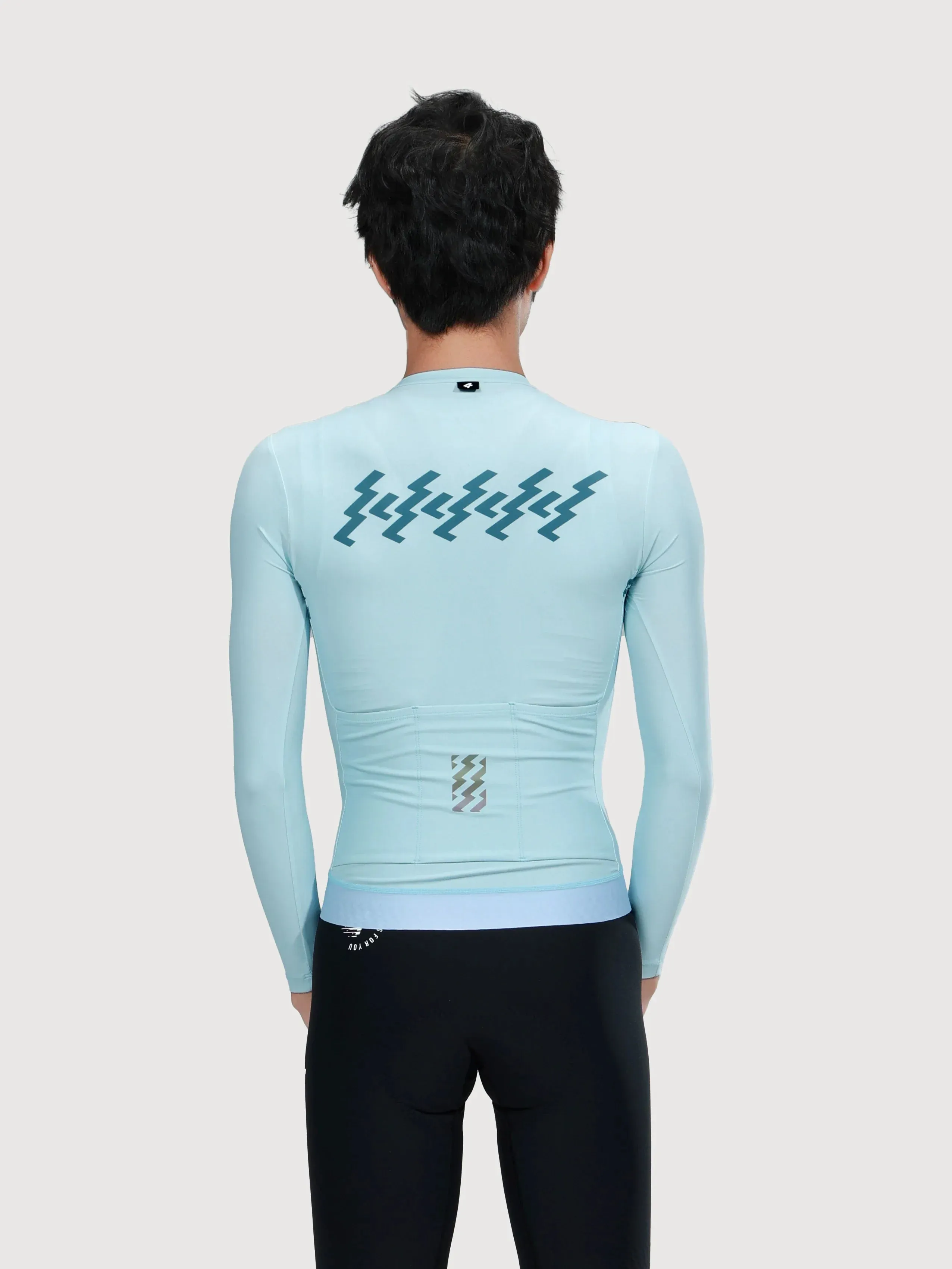 Verde Men Cycling Jersey Long Sleeve - Mediterranean Blue