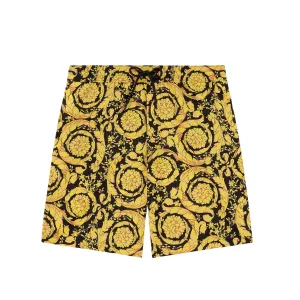 VERSACE GOLD BAROCCO PRINT LONG SWIM SHORTS