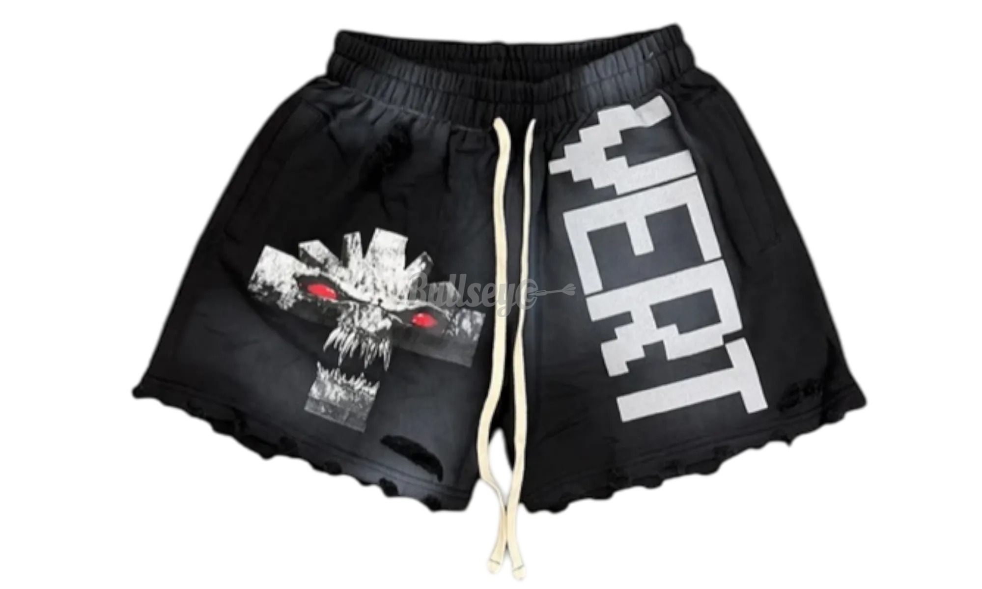 Vertabrae Vonster Cross Distressed Shorts Black
