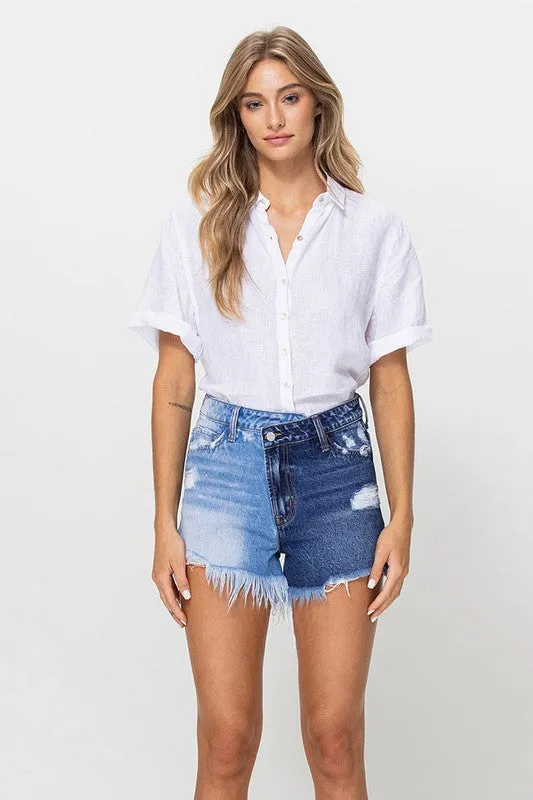 VERVET by Flying Monkey Criss Cross Waistband Super High Rise Shorts